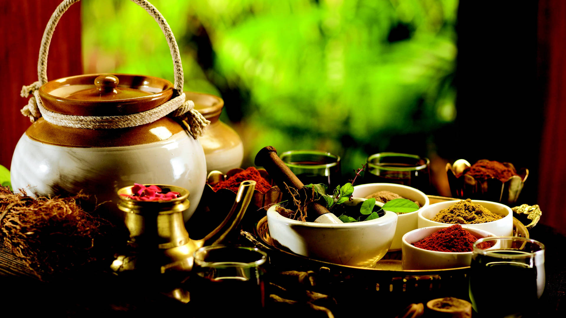 Herbs And Spices For Ayurveda Hd Background