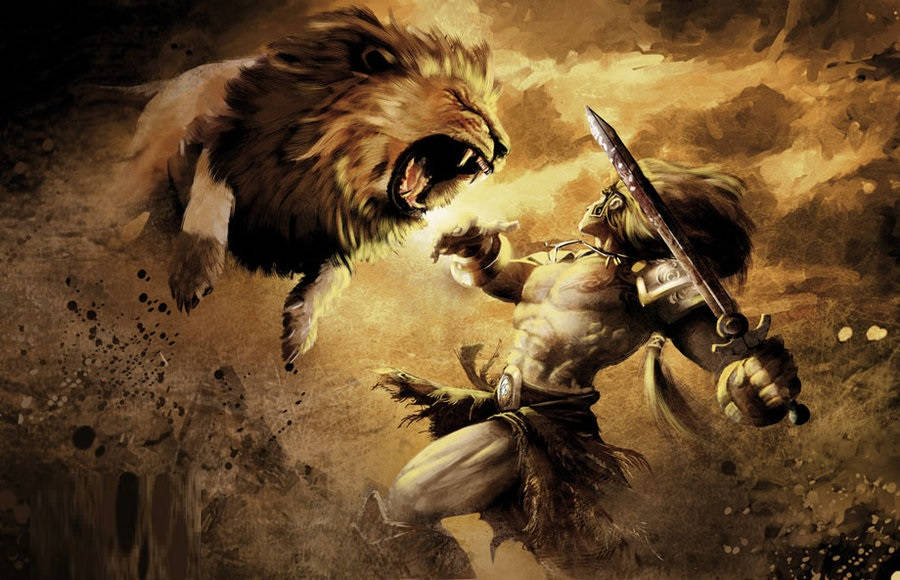 Hercules And A Lion Background