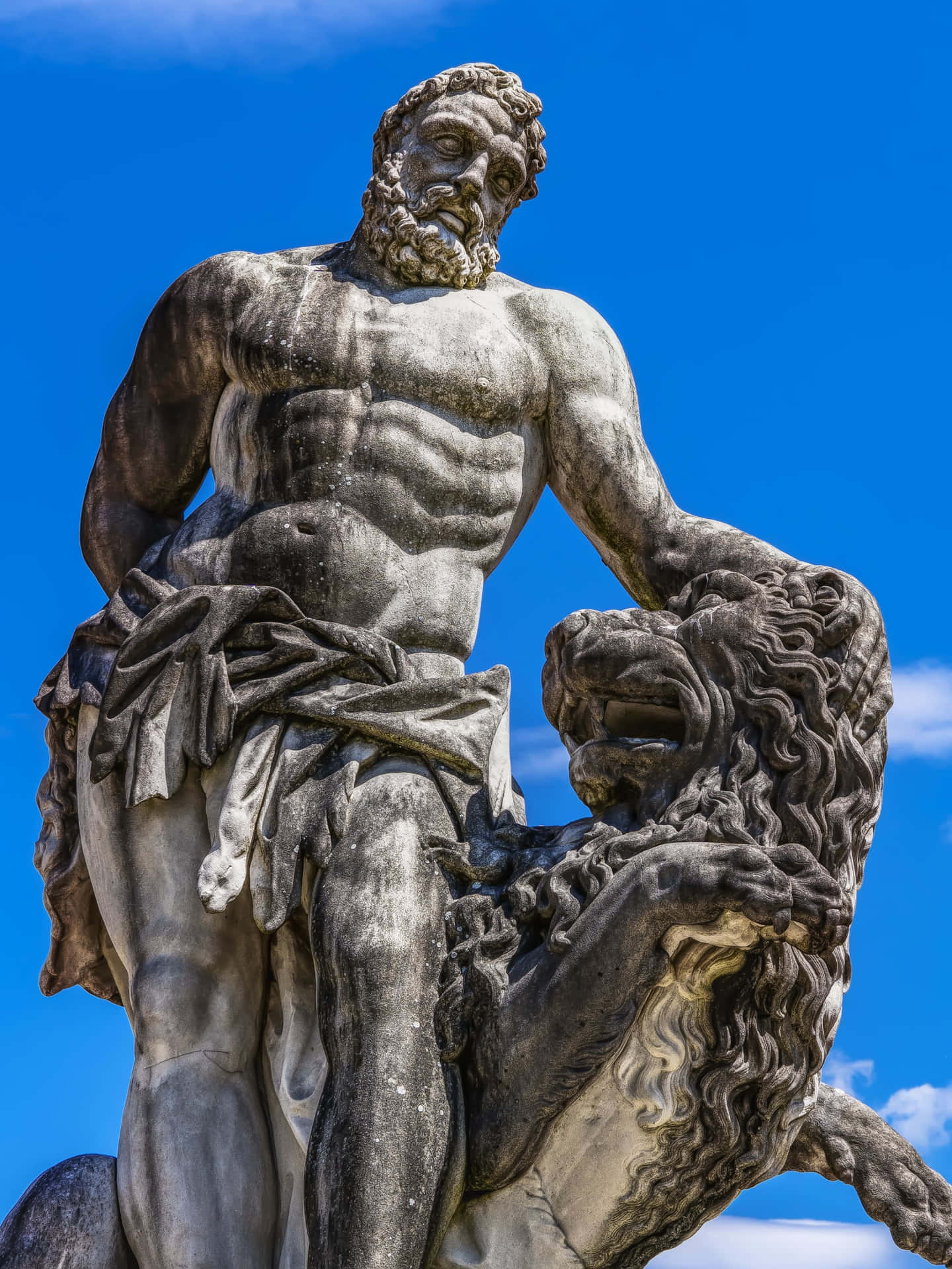 Herculesand Nemean Lion Statue Background