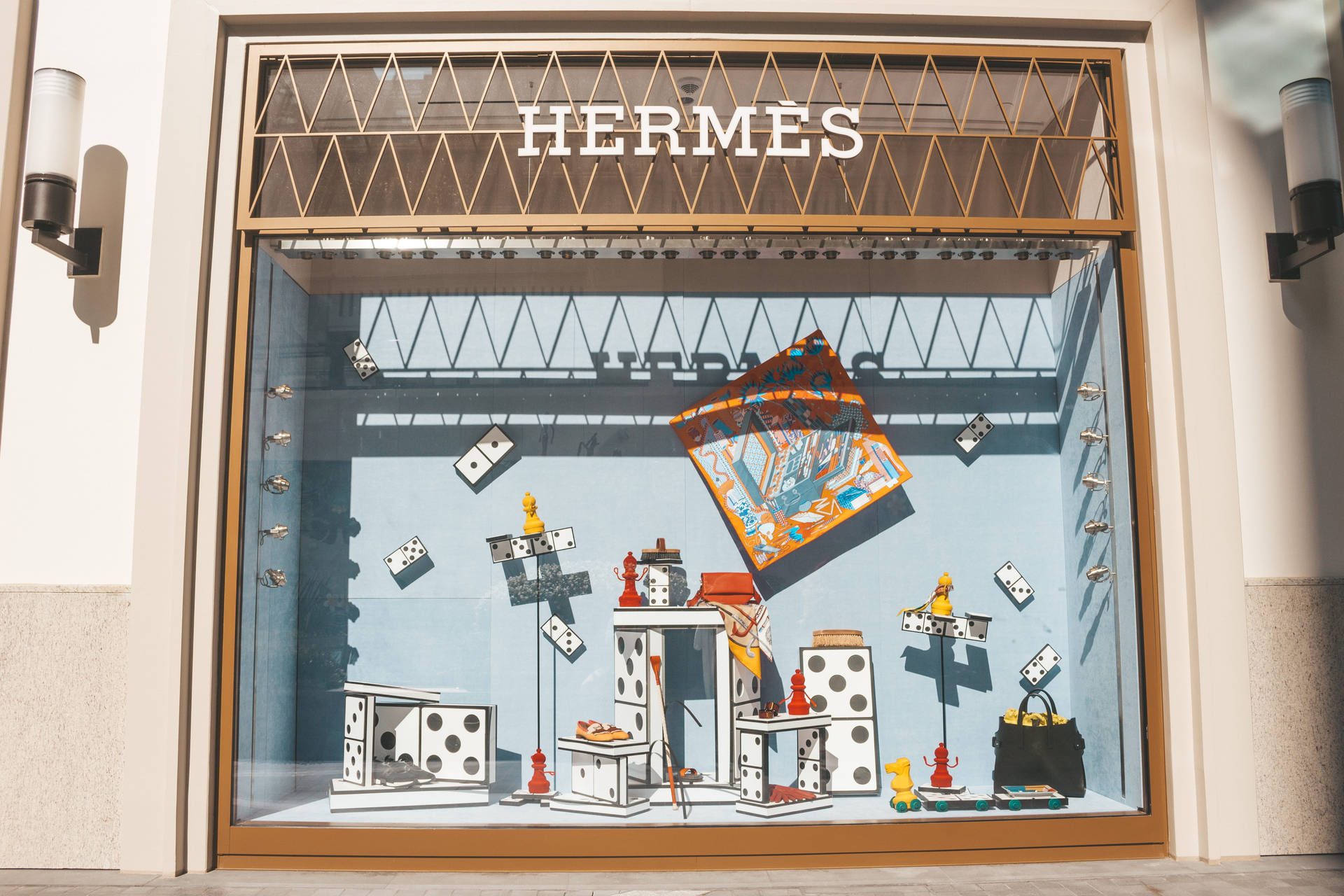 Hermes Dominos Window Display Background