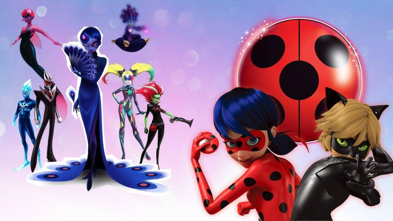 Hero And Villain Ensemble Ladybug And Cat Noir Background