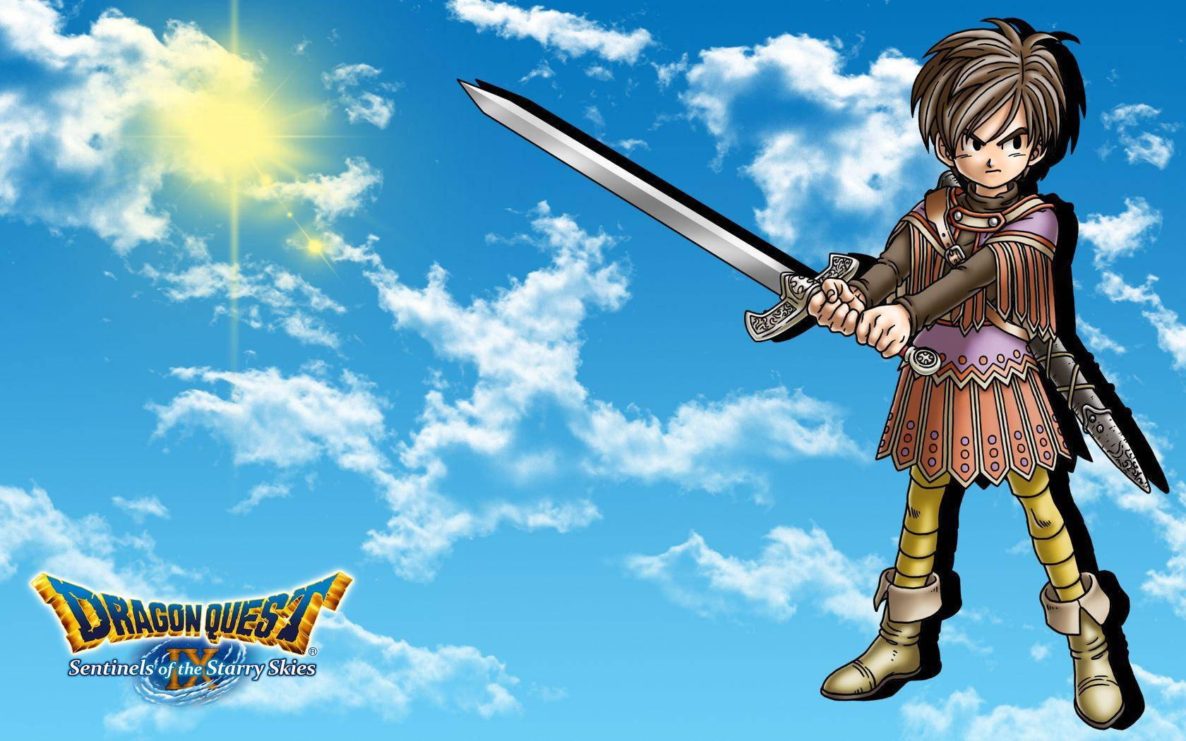 Hero From Dragon Quest Ix In The Sky Background