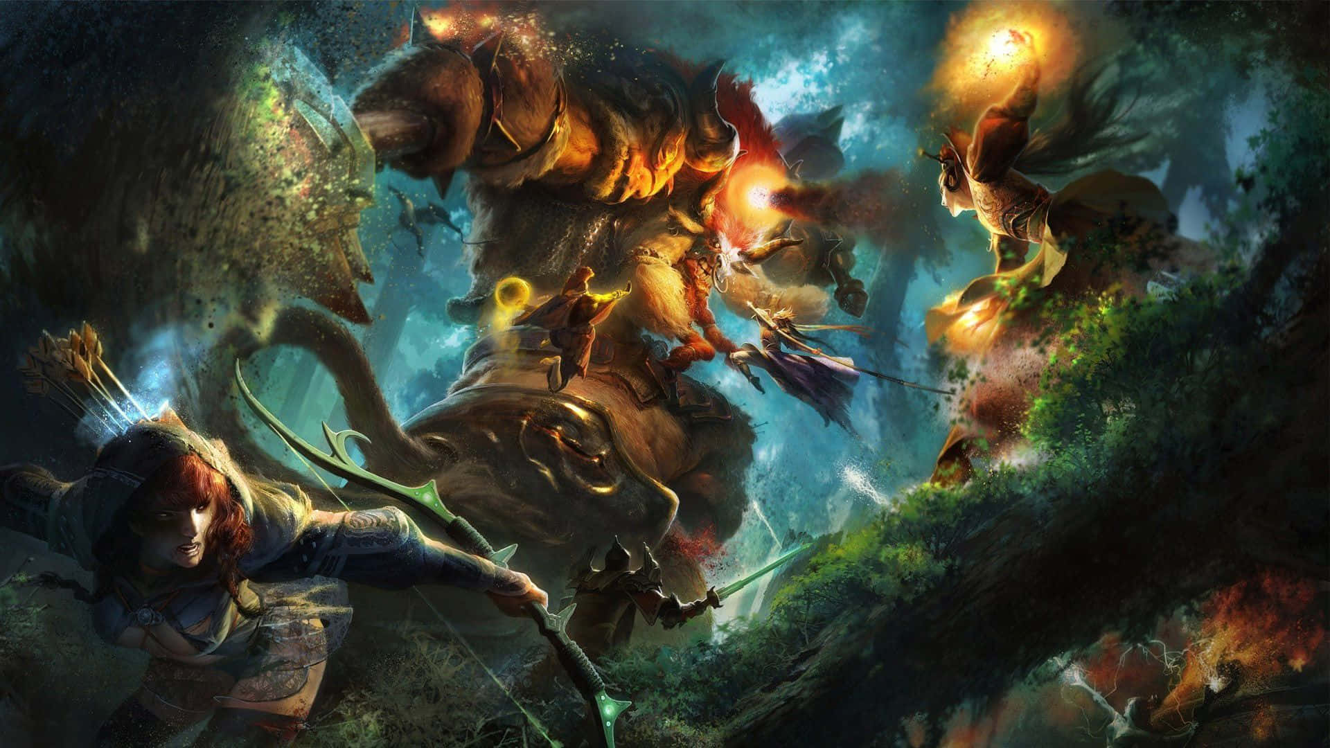 Heroes Compete In An Epic Battle In Valve's Popular Multiplayer Online Action Strategy Game, Dota 2 Background