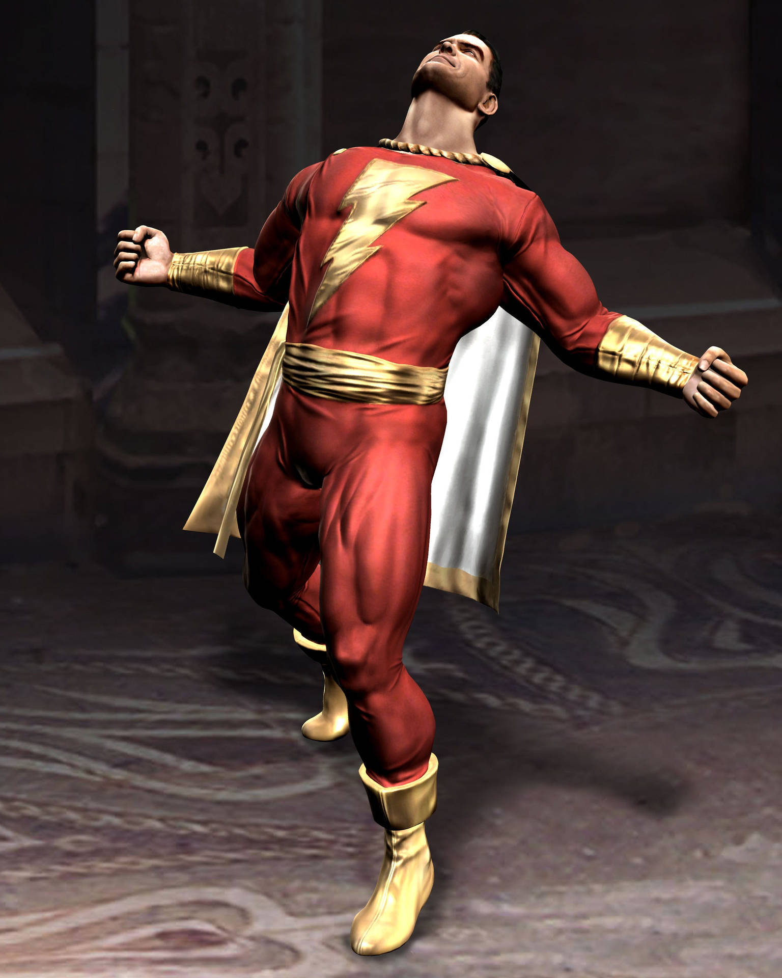 Heroes Of Dc Universe - Shazam Showcasing His Superpowers Background