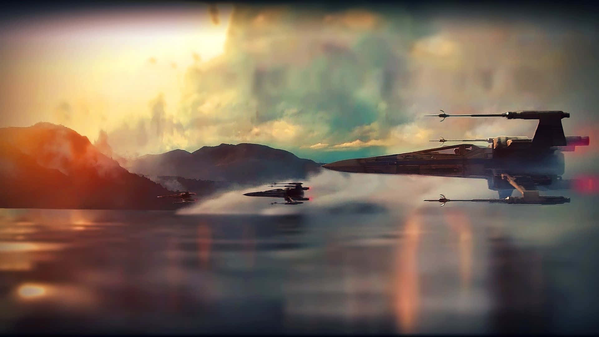 “heroic Pilots Take Flight In Star Wars X Wing Fighter” Background