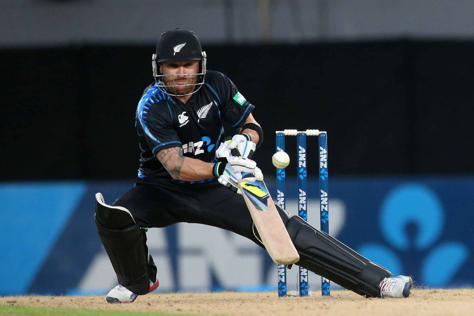 Heroic Shot Of New Zealand Cricket Icon, Brendon Mccullum Background