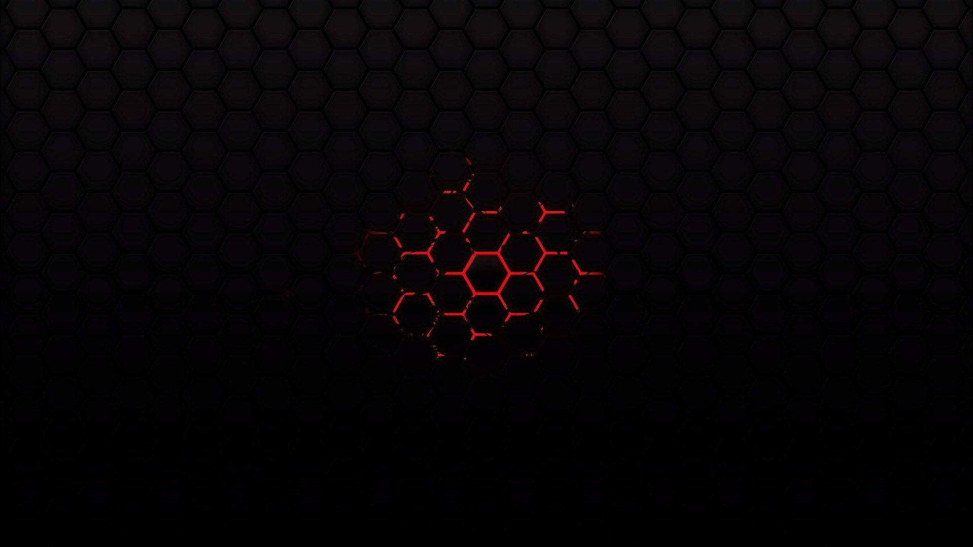 Hexagon Pattern In Red And Black Desktop