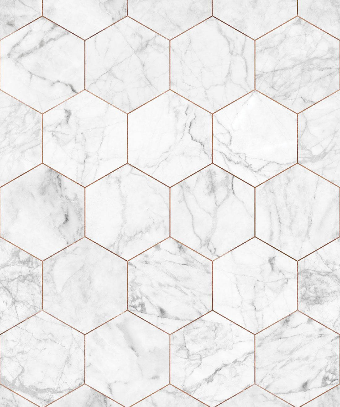 Hexagons On White Marble Background