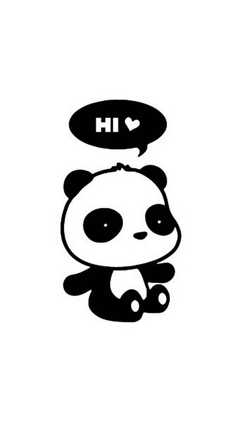 Hi With Cute Panda Cartoon