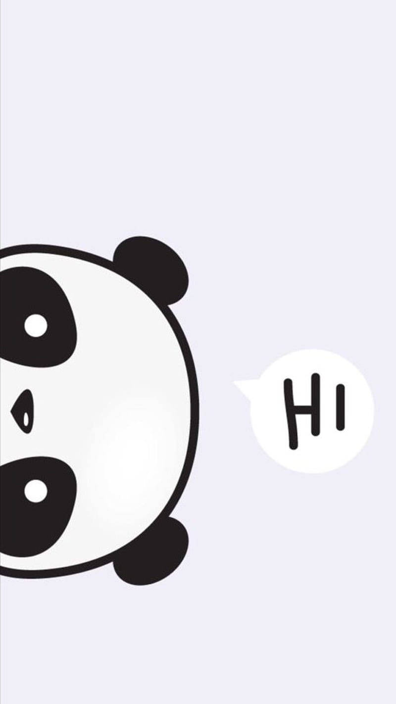 Hi With Cute Panda Cartoon Peeking