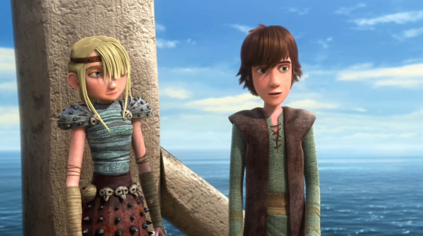 Hiccup And Astrid Having A Conversation In Dragons: Riders Of Berk Animated Series Background