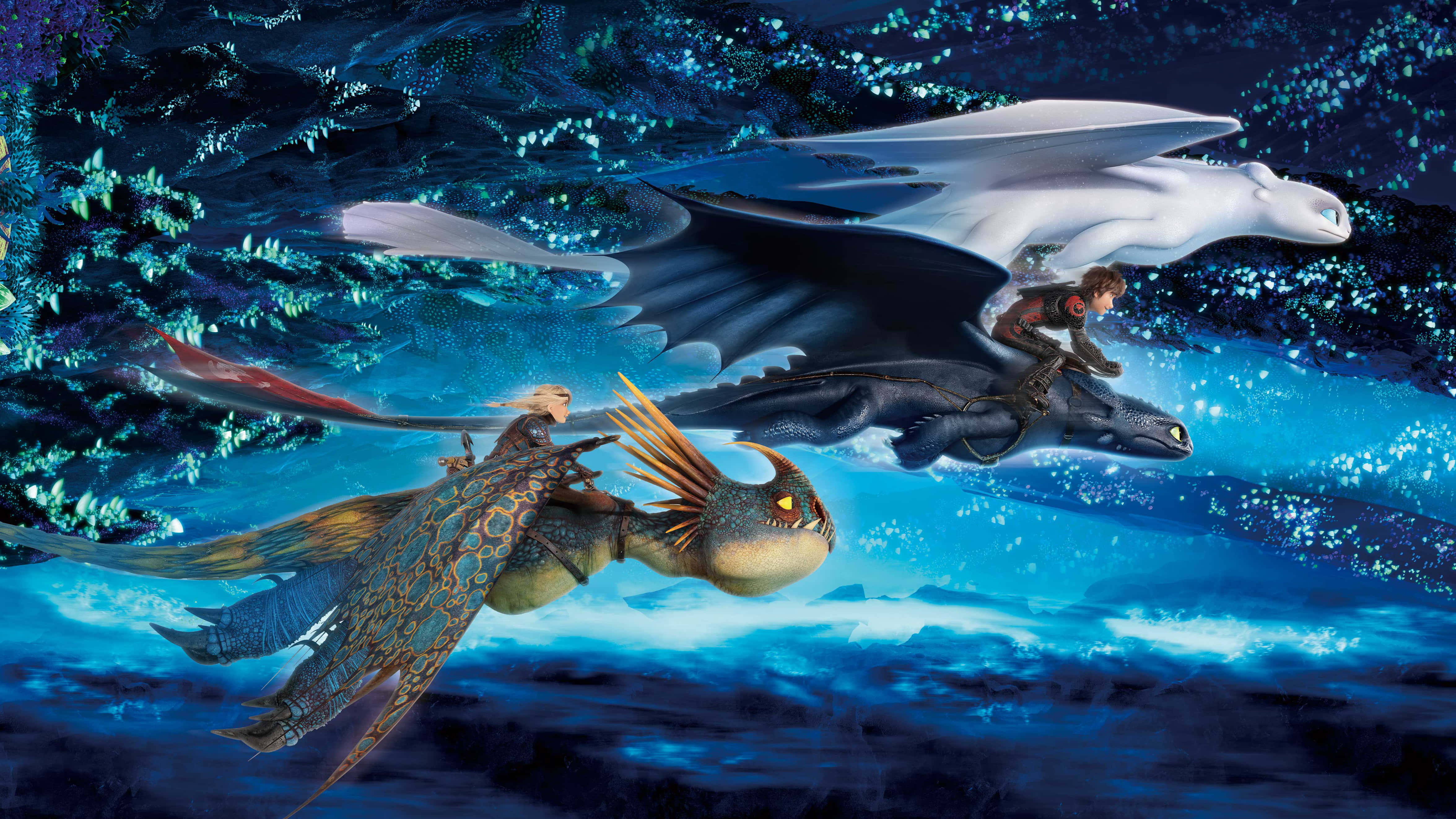 Hiccup And Toothless Fly Together Over The Land In How To Train Your Dragon Background