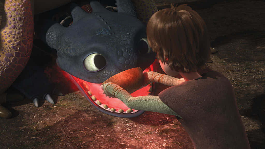 Hiccup Feeding Toothless In Dragons Riders Of Berk