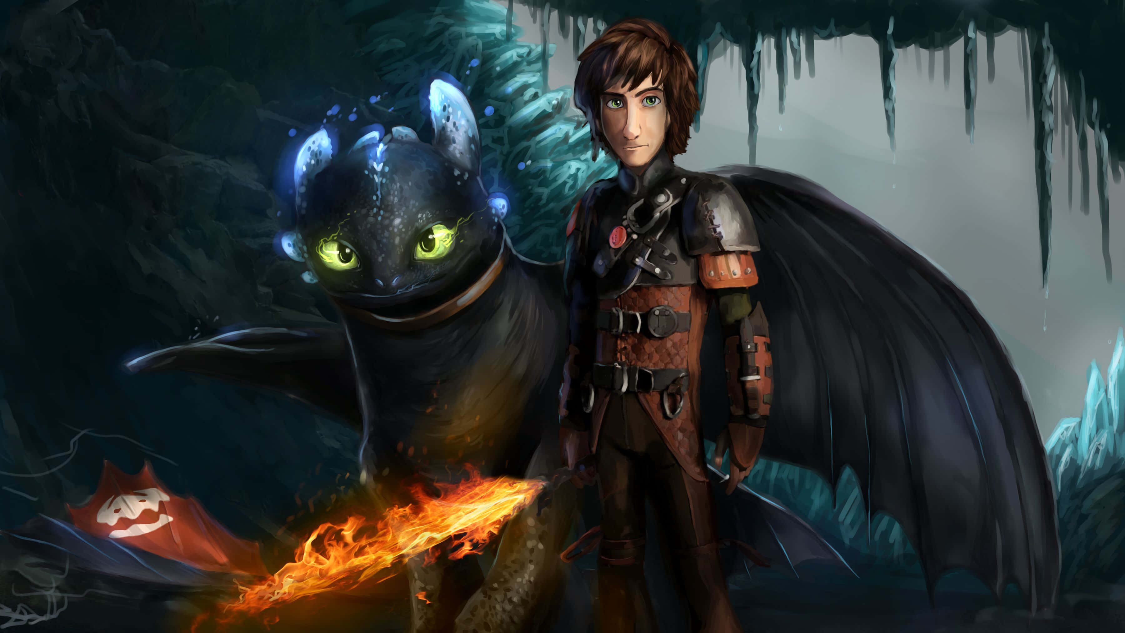 Hiccup Holding Flaming Sword How To Train Your Dragon The Hidden World Background