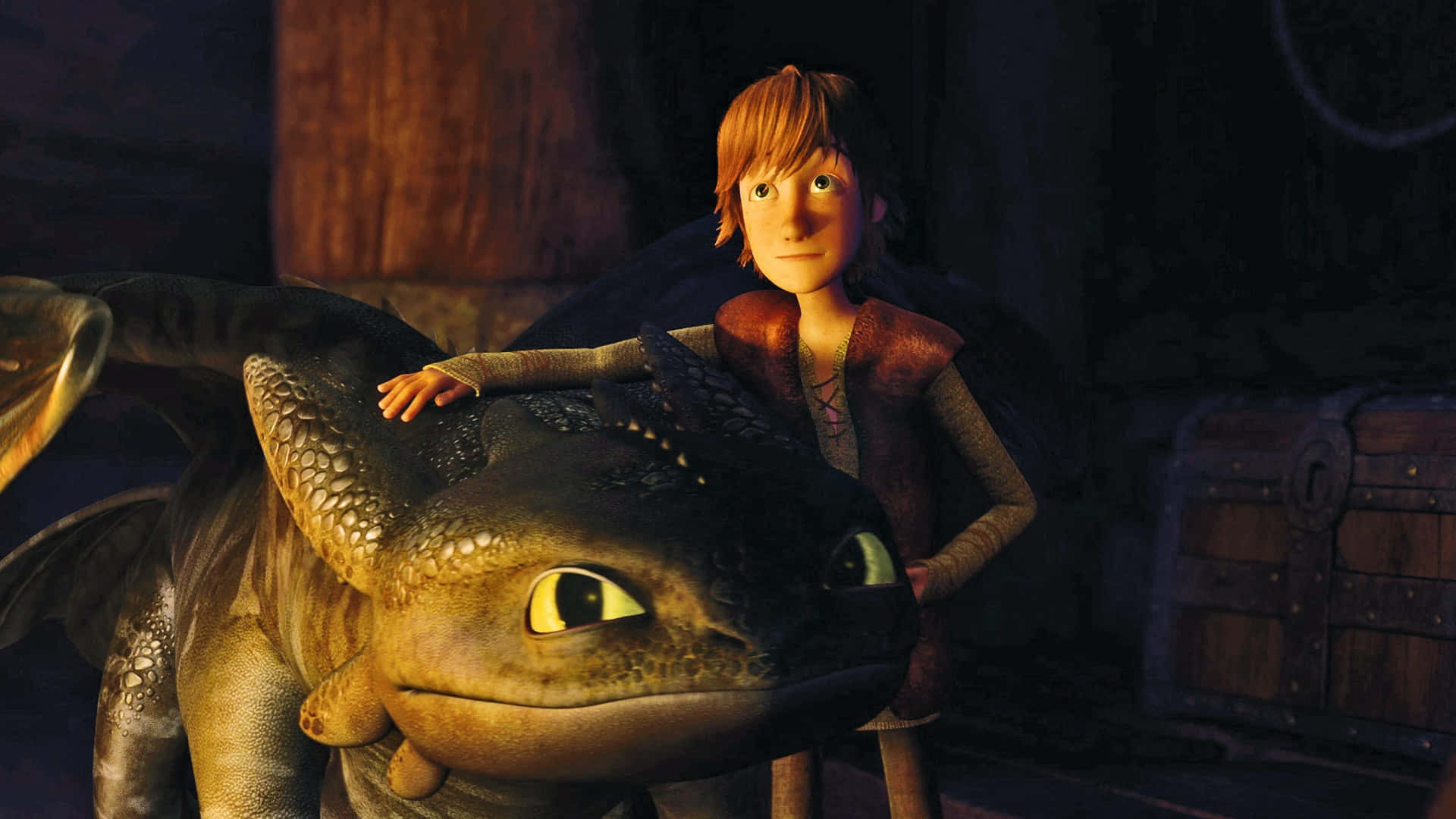 Hiccup Holding Toothless In Dragons Riders Of Berk Background