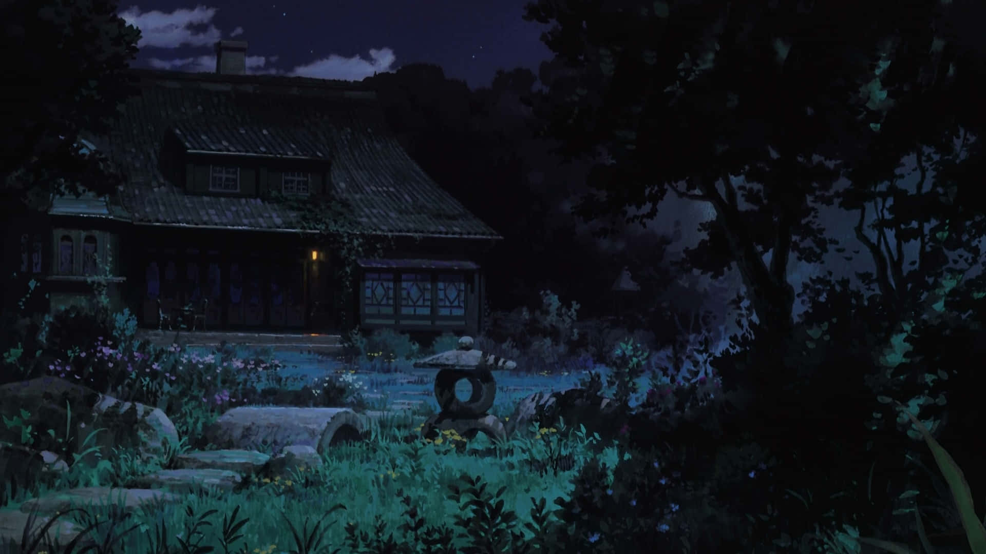 Hidden House At Night Background