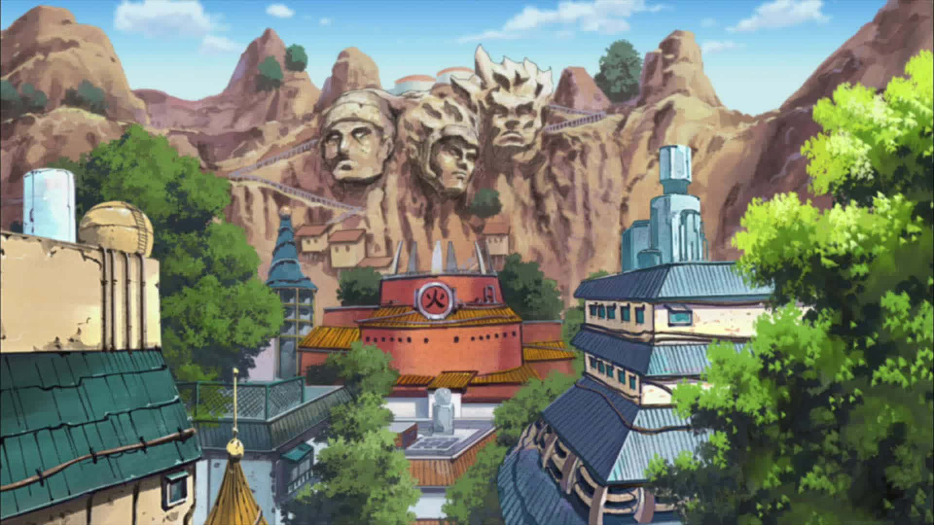 Hidden Leaf Village Three Faces Of Hokage Background
