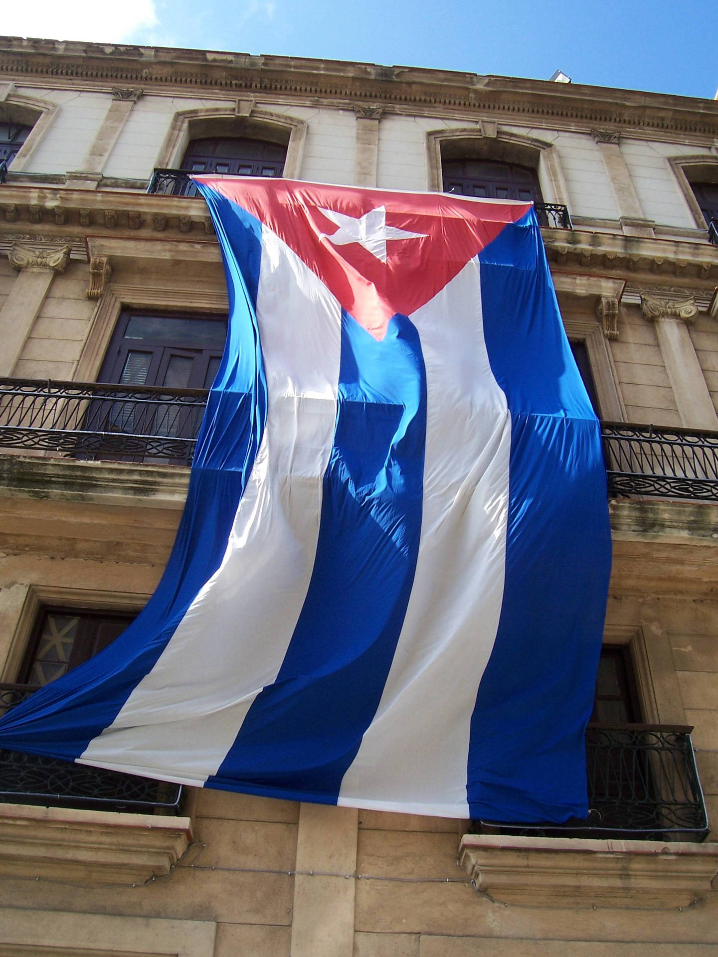 High Angle Shot Cuban Flag Background