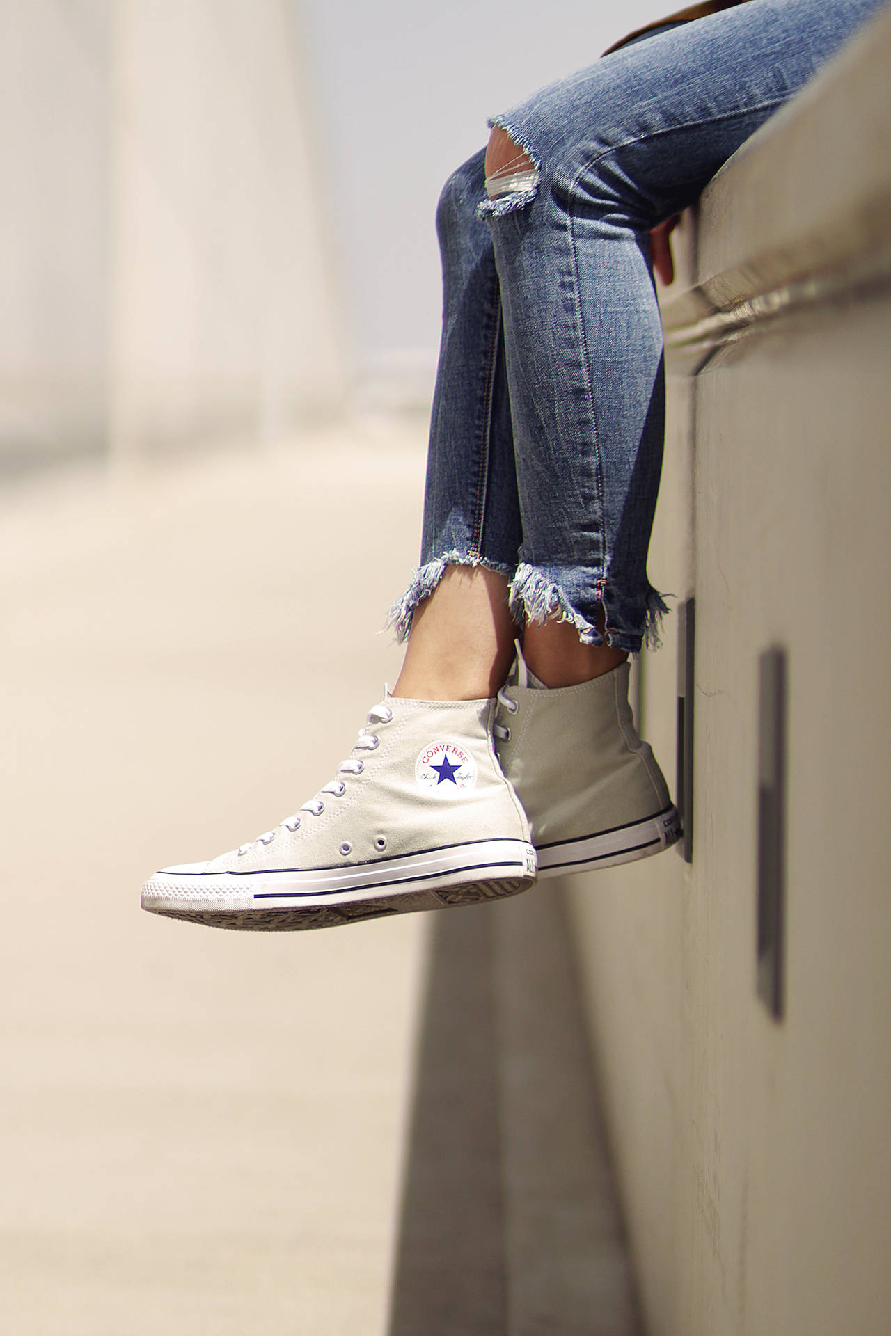 High Cut White Converse Sneakers Background