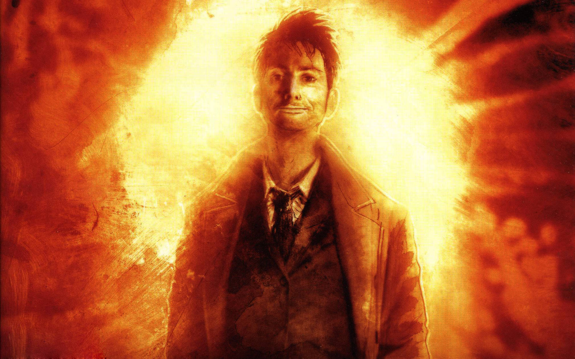 High Definition Image Of Doctor Who With Blazing Background