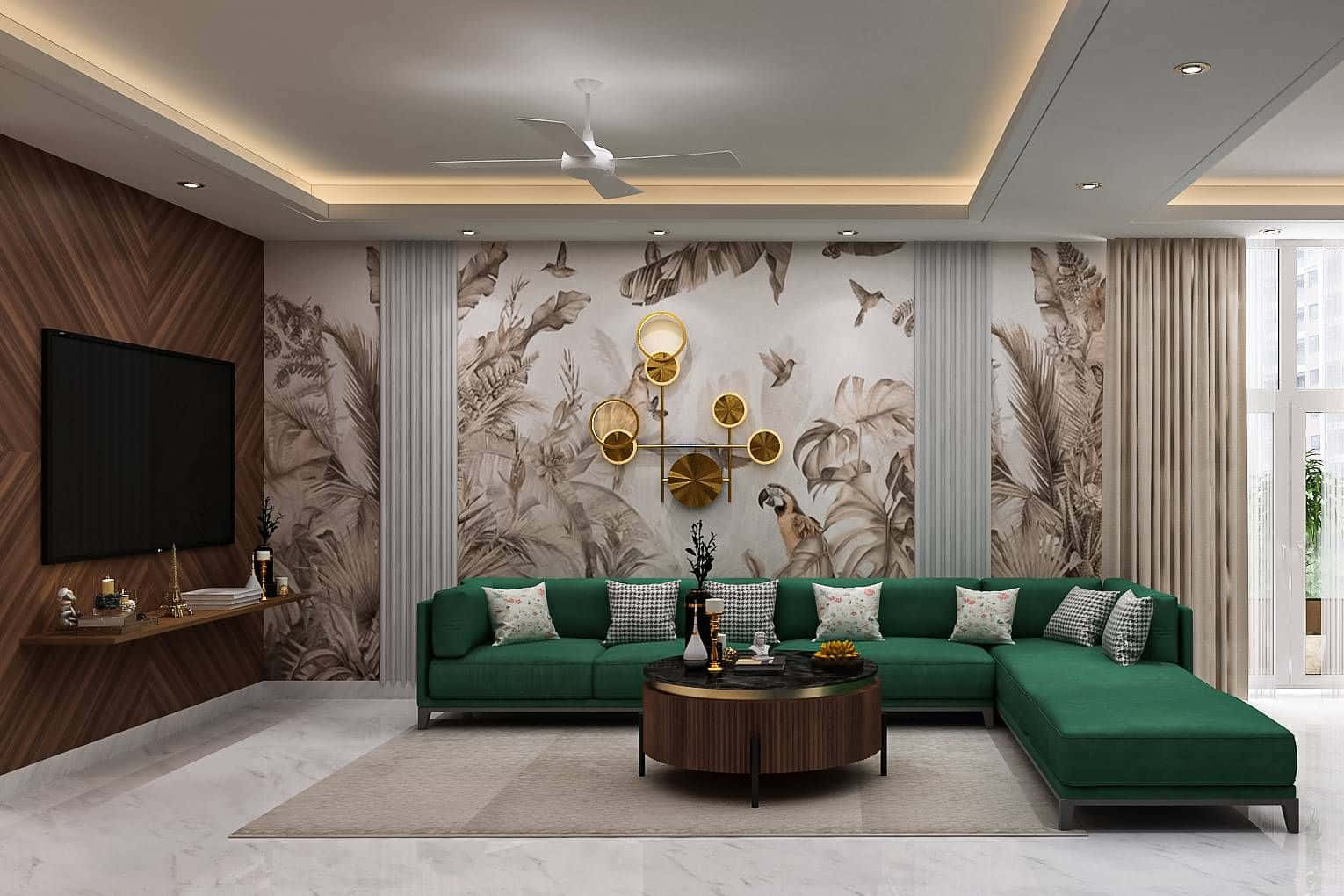High-end Green Couch Design Background