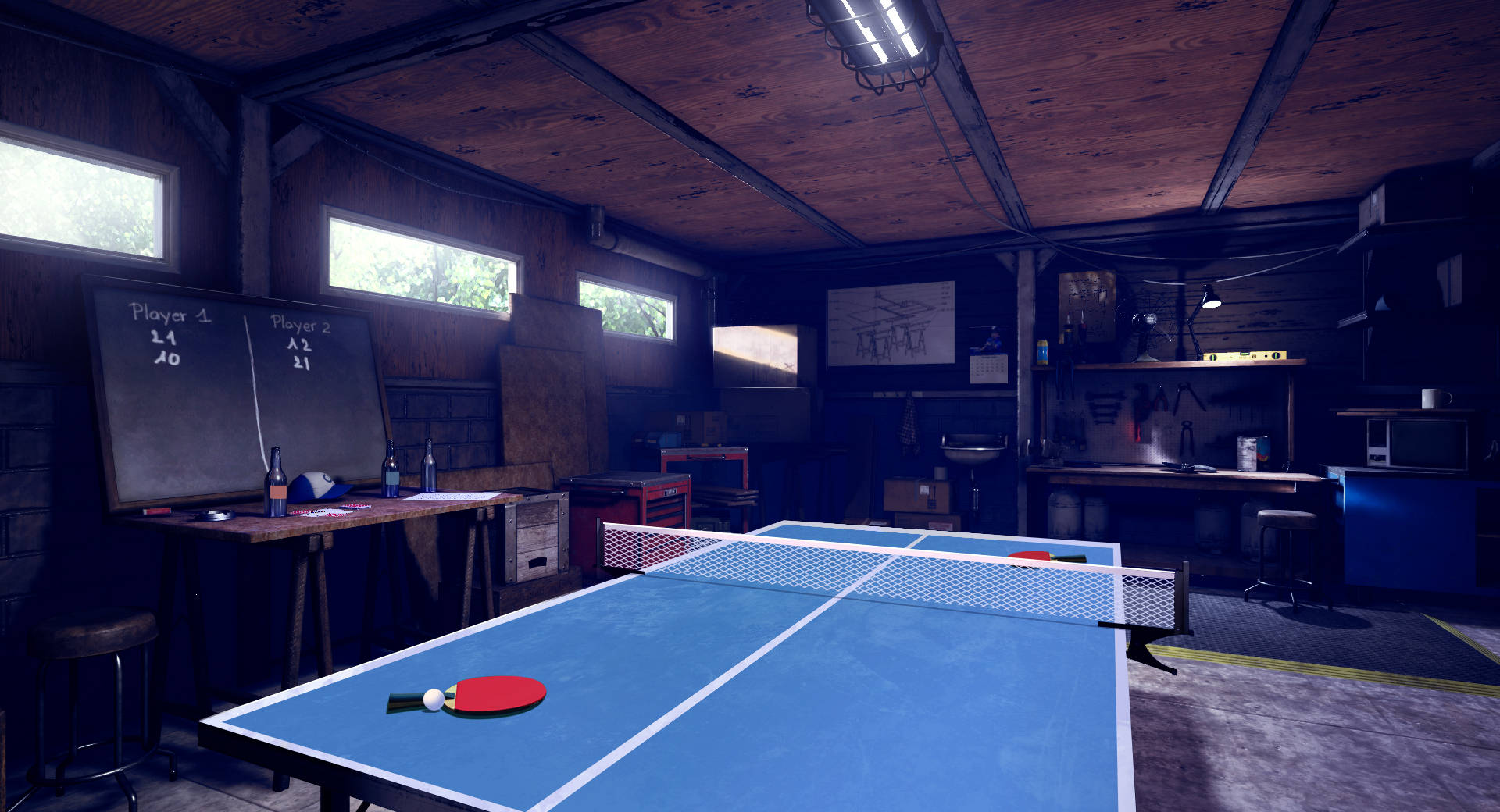 High-intensity Indoor Table Tennis Game Background