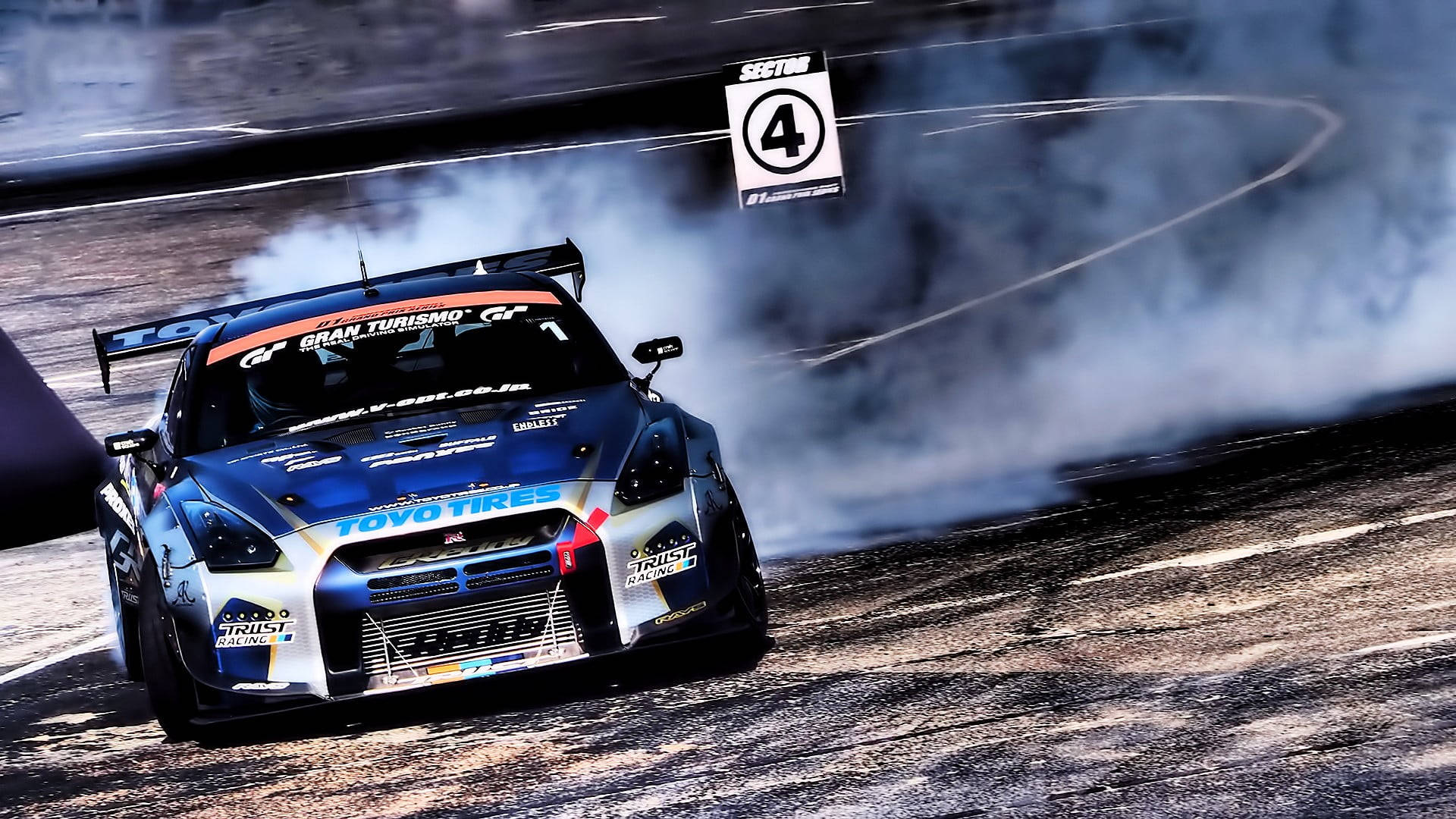 High-octane Action With The Nissan Gt-r Drift Car Background