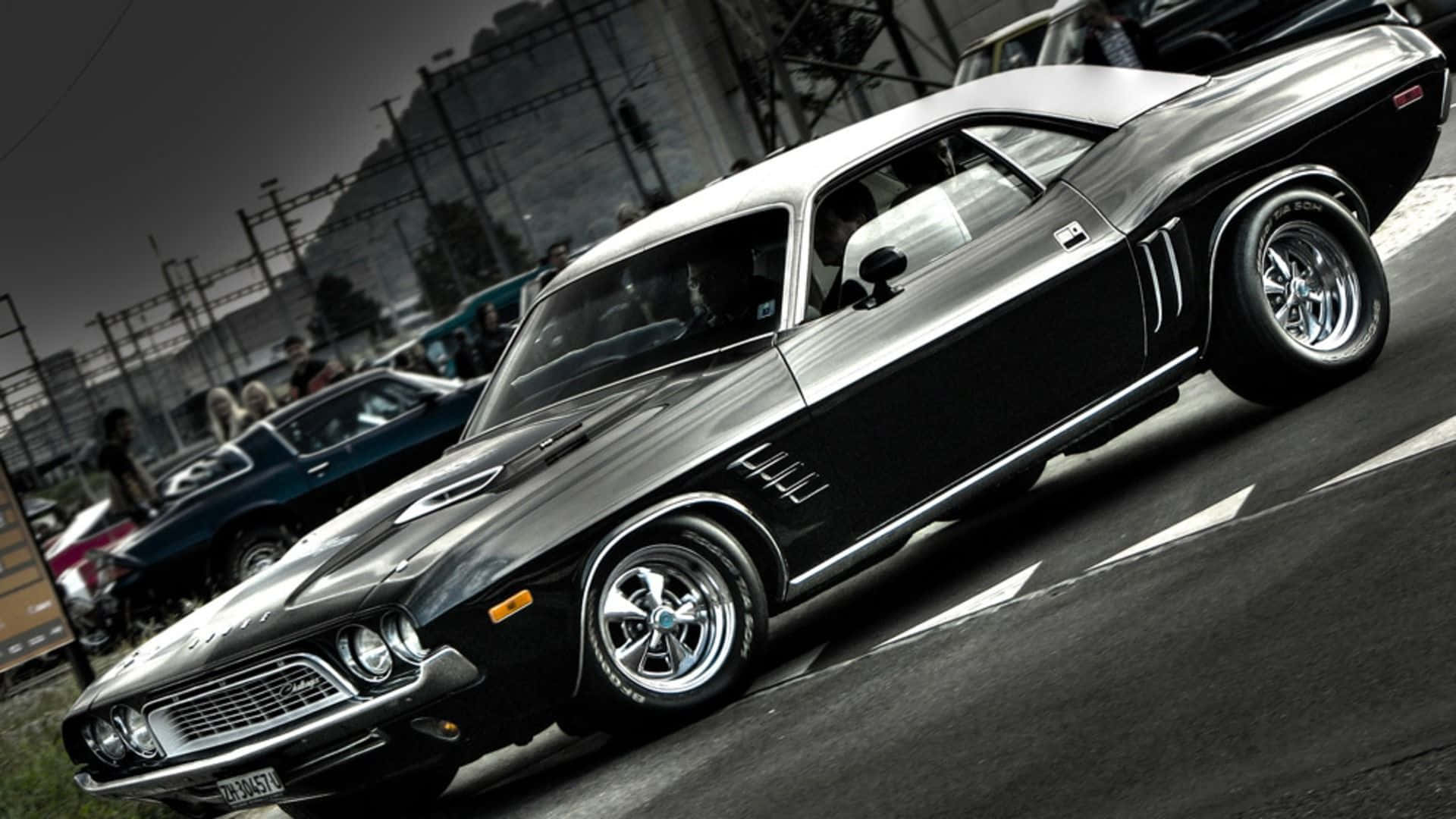 High Performance And Style – Old School Muscle Cars Background