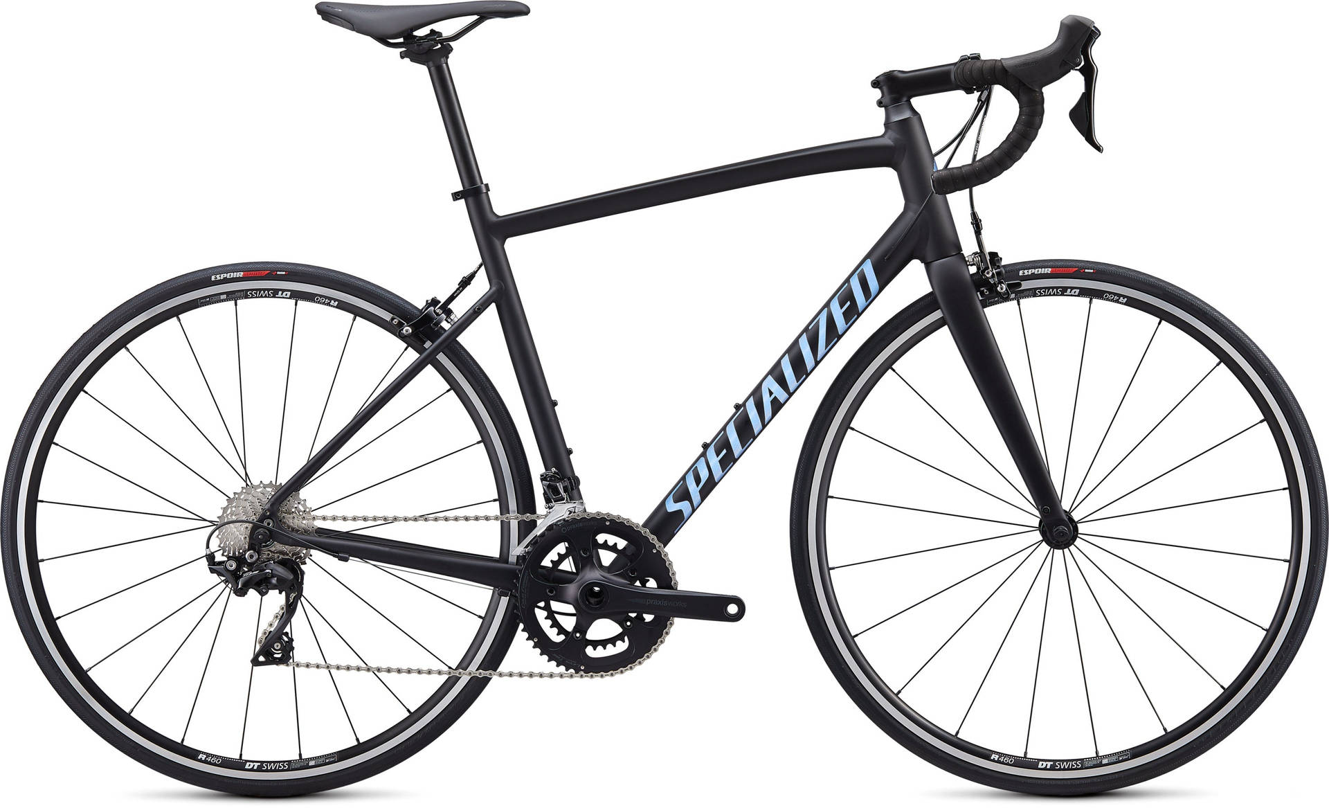 High-performance Specialized Bike In Black And Silver Blue Background