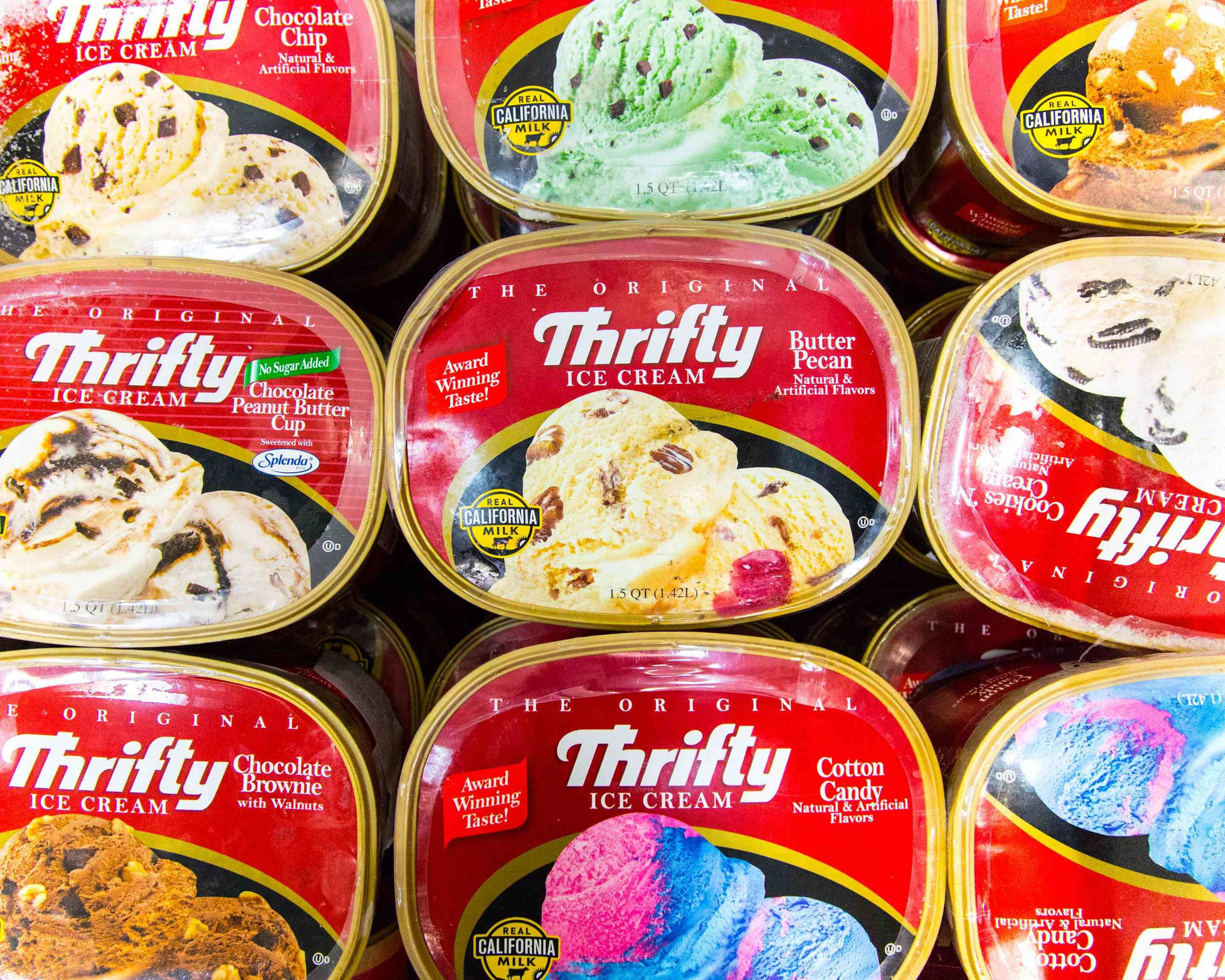 High Quality Thrifty Ice Cream Varieties Top View Background