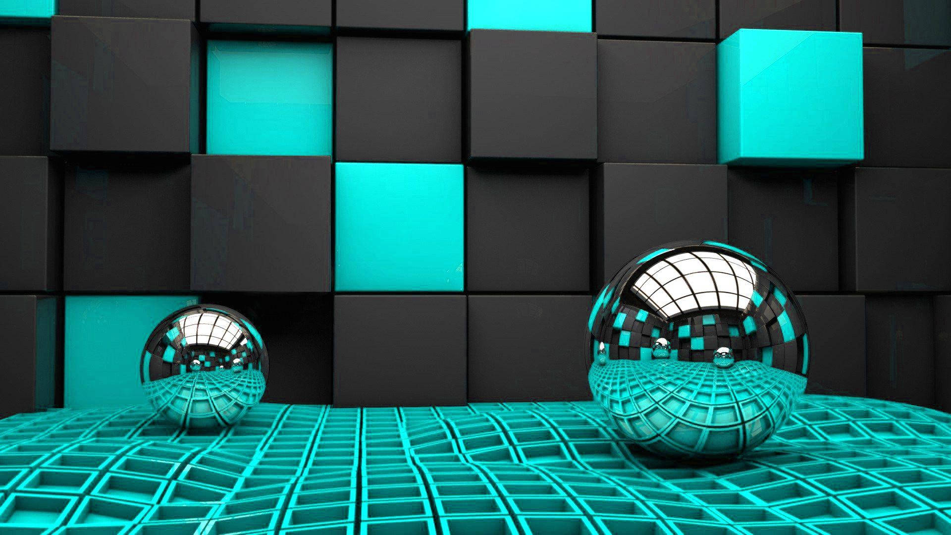 High Res Silver Balls With Turquoise Background