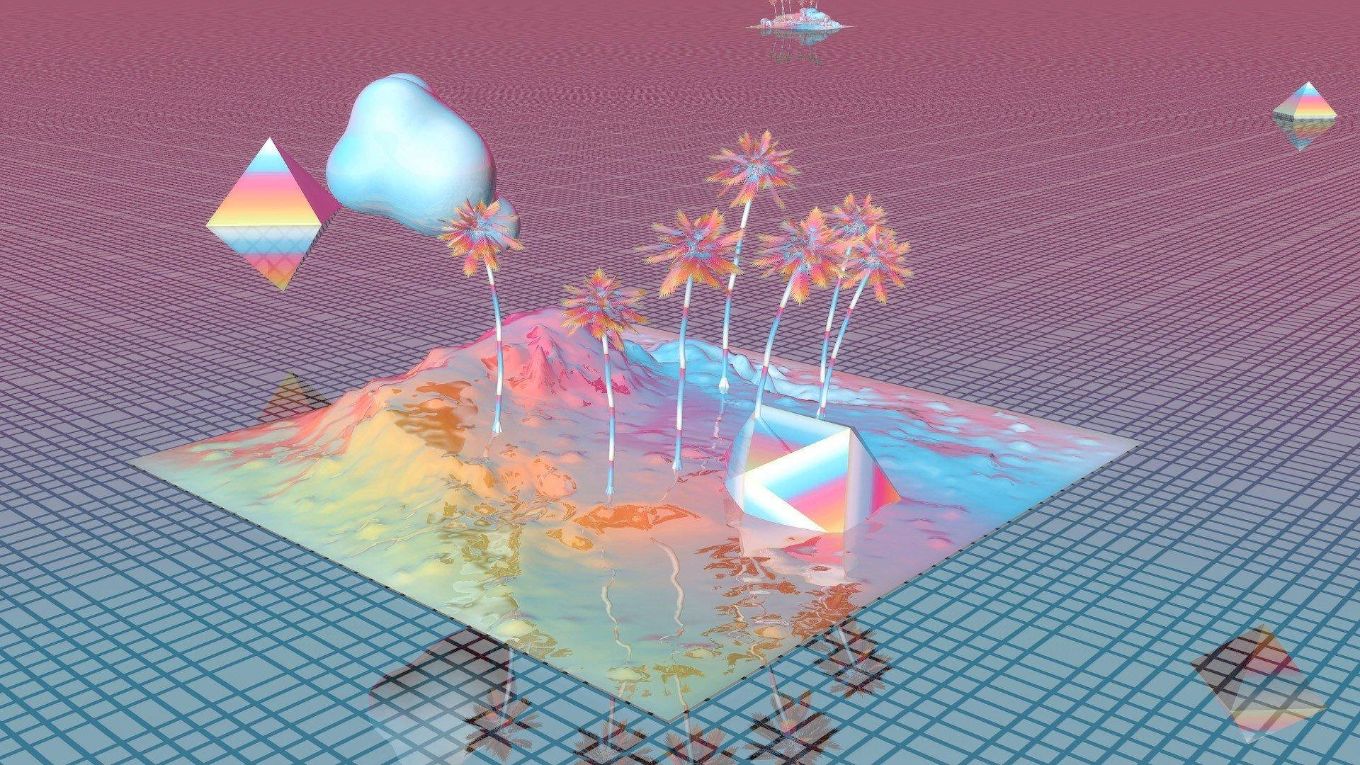 High Res Vaporwave Island