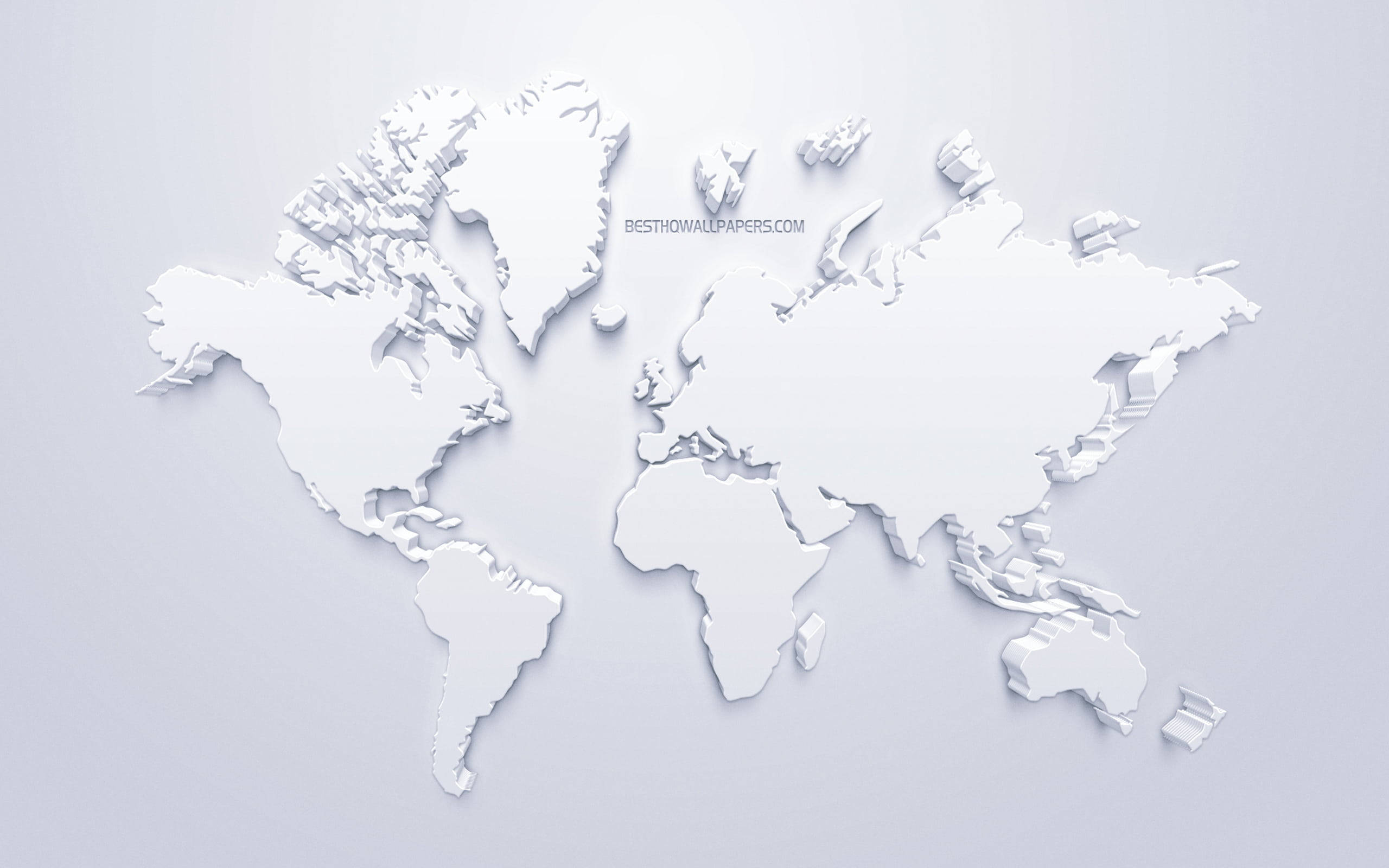 High Resolution All White World Map Background