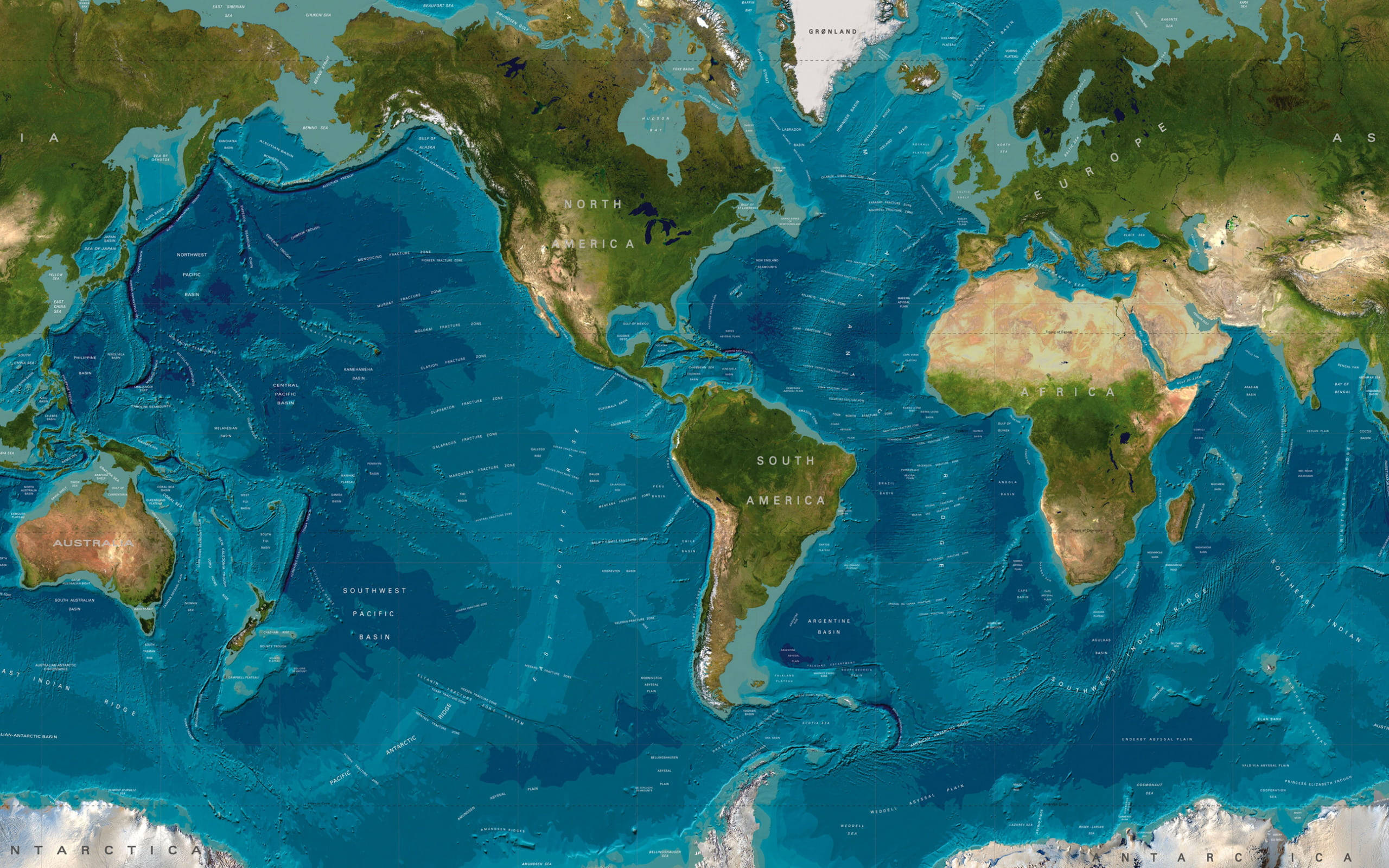 High Resolution Continents And Ocean World Map Background