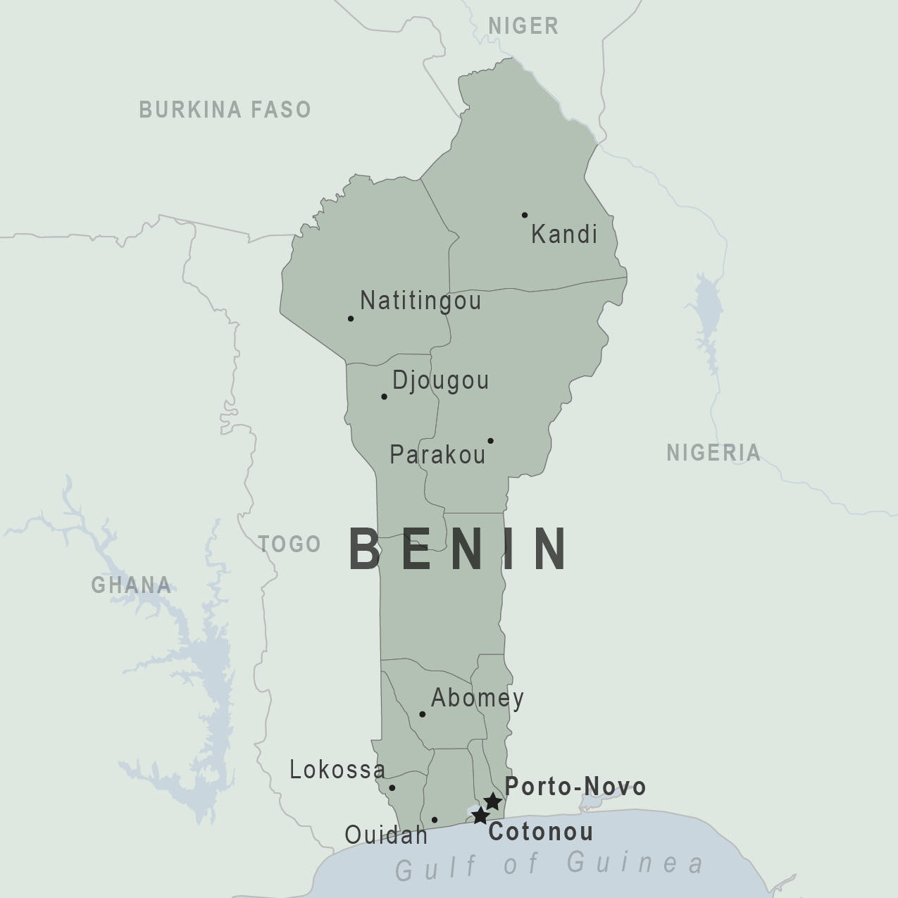 High Resolution Detailed Map Of Benin