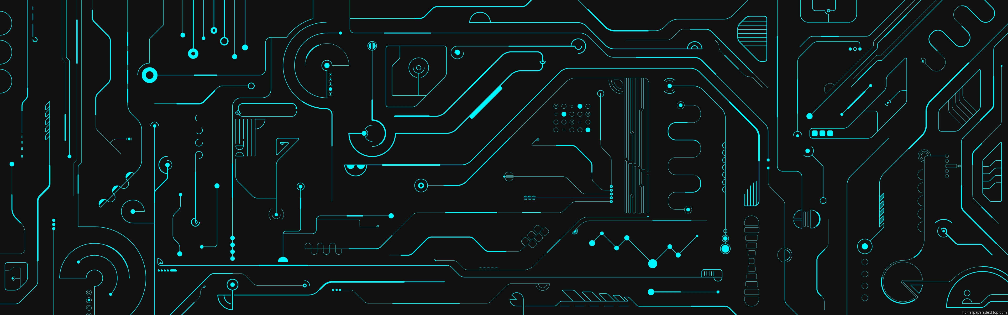 High Resolution Dual Monitor Circuit Board Background
