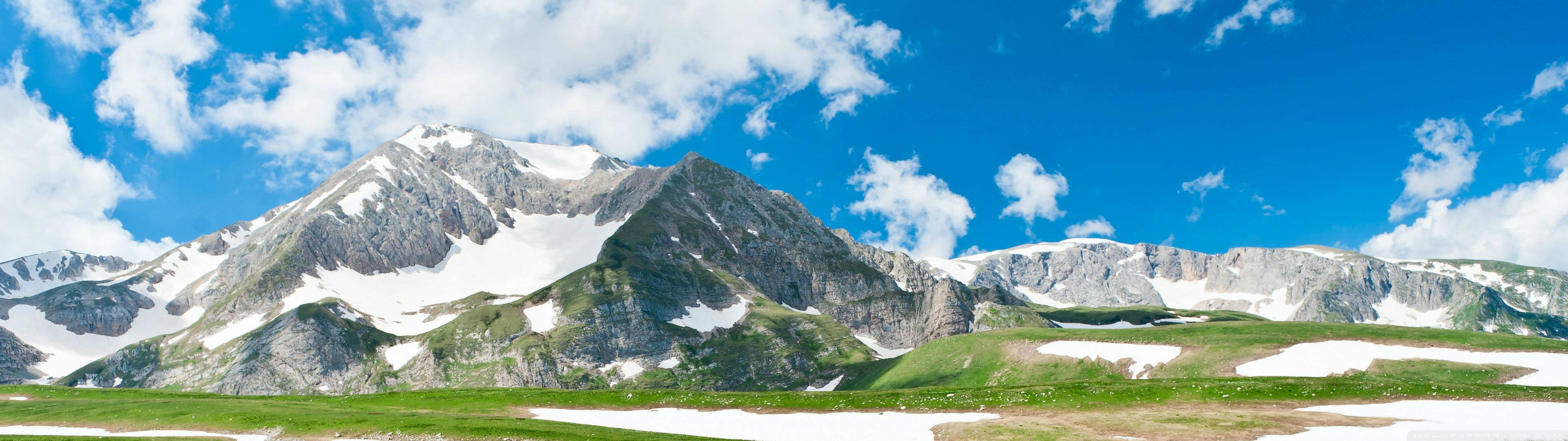 High Resolution Dual Monitor Mountain Pasture Background