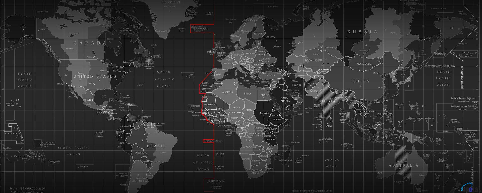 High Resolution Dual Monitor Time Zones