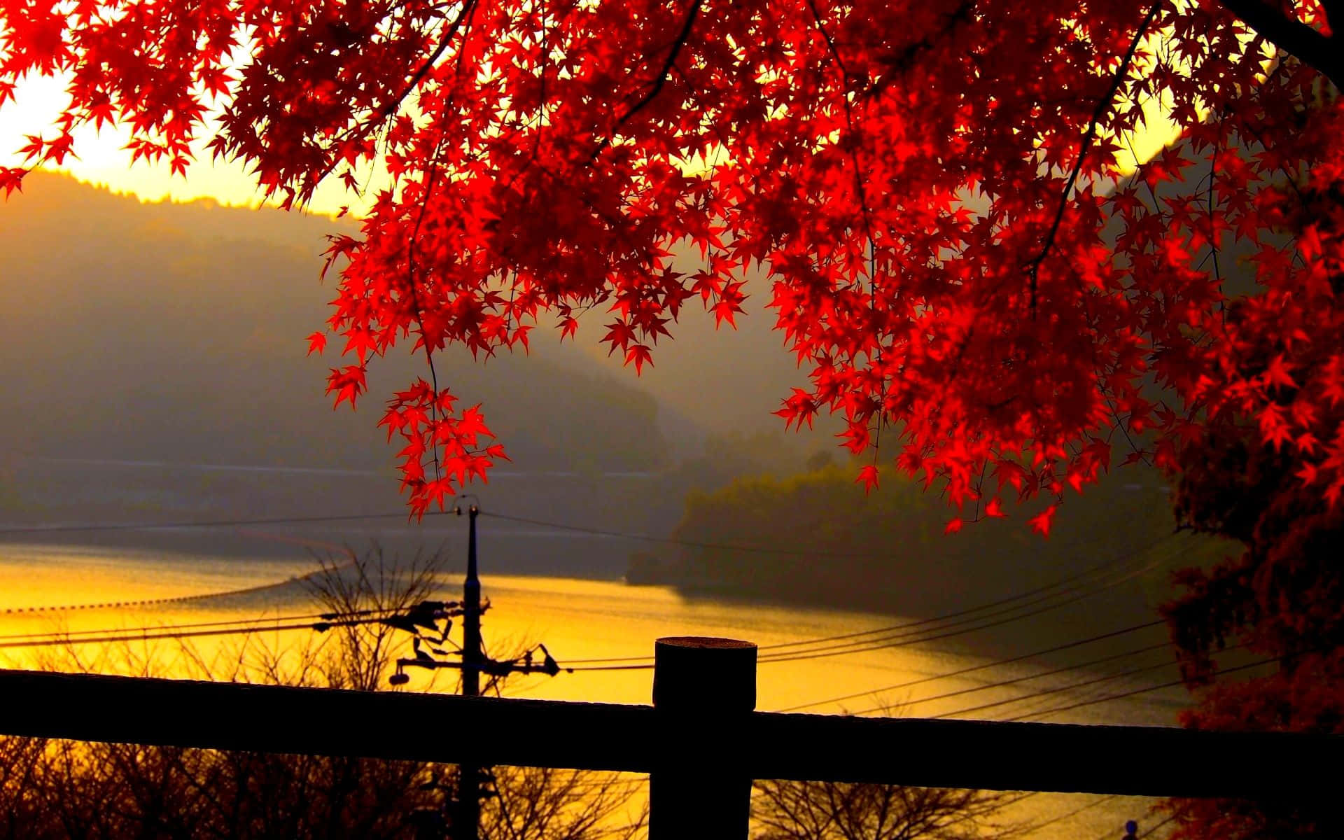 High Resolution Fall Mountains And Lake