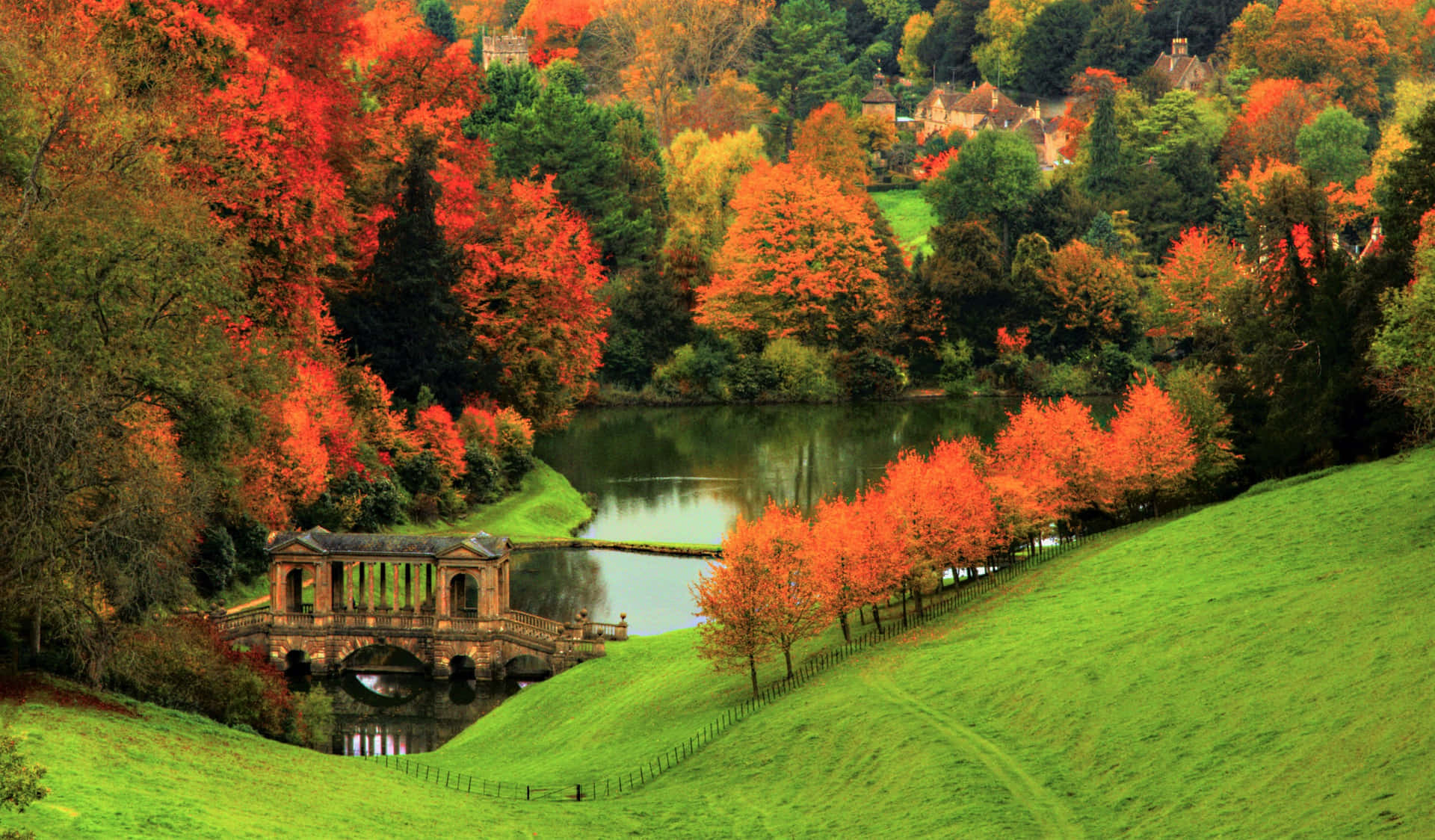 High Resolution Fall Prior Park Landscape Garden Background