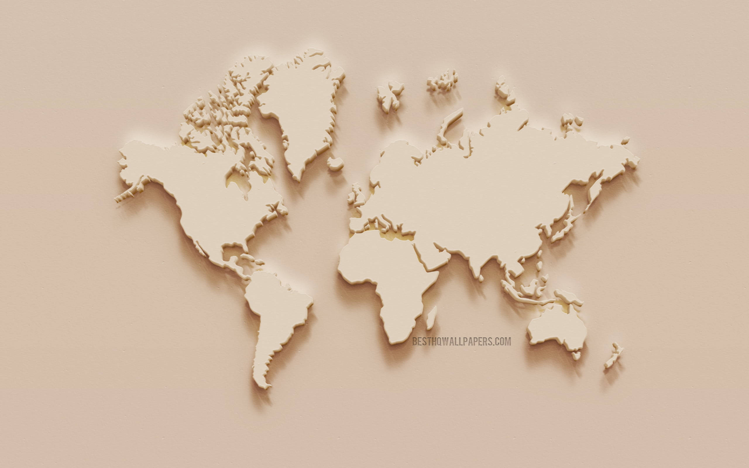 High Resolution Light Tan World Map Background