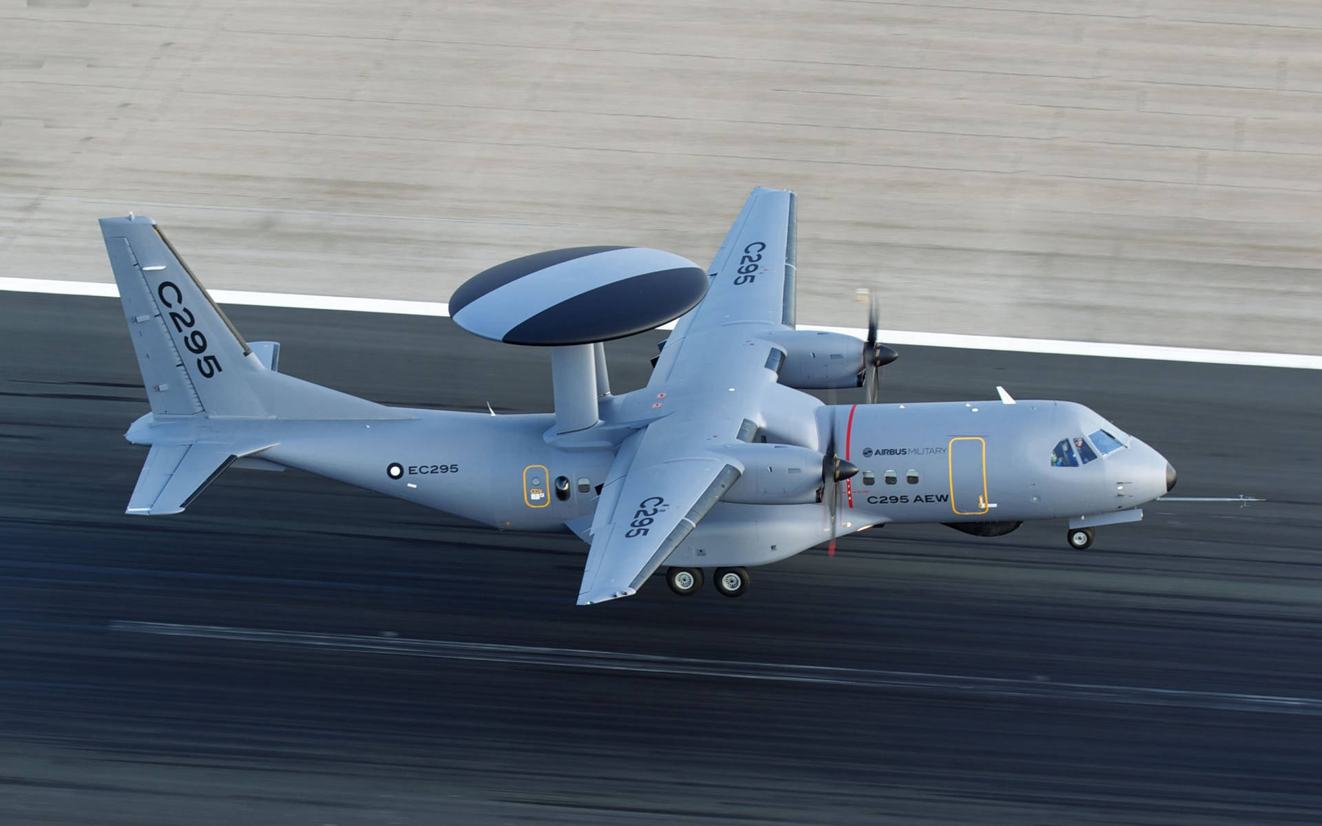 High Resolution Of Casa C-295 Aew Military Aircraft On Desktop Background