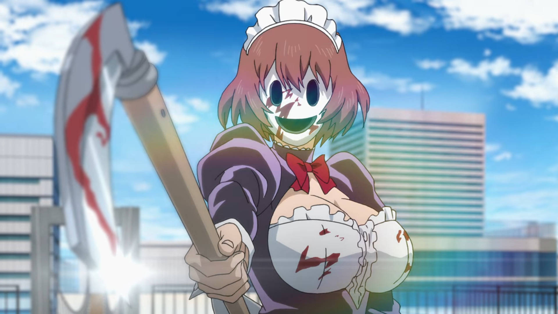 High-rise Invasion Maid Mask Anime Background