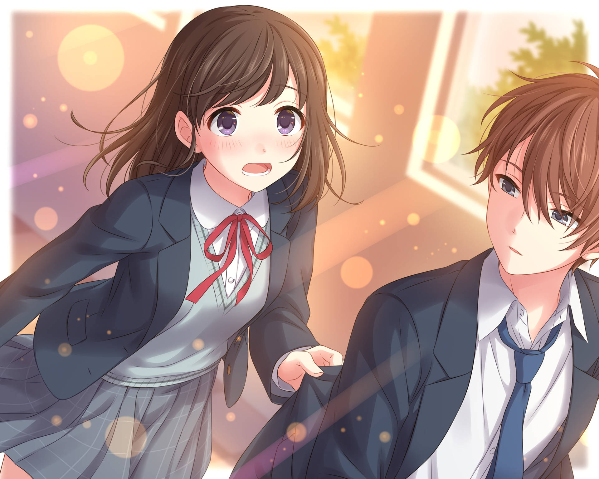High School Aesthetic Anime Couple Background