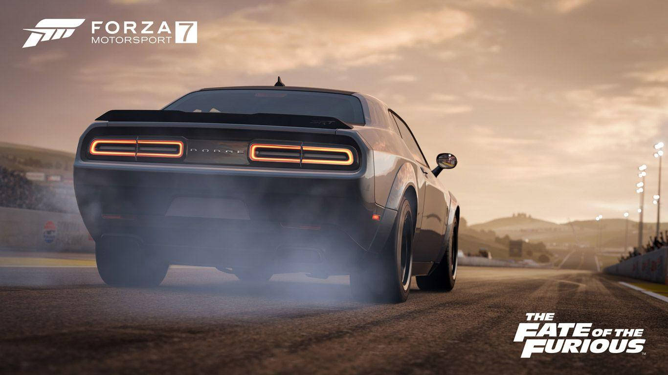 High Speed Adventure In Forza 7 With Dodge Car Background