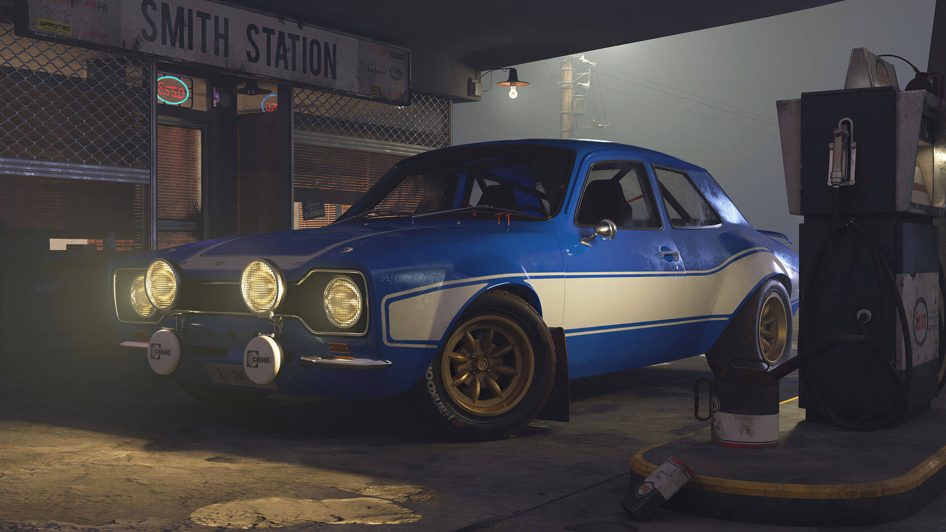 High-speed Experience - A Snapshot Of Fast And Furious Cars In Blue And White Repair Shop