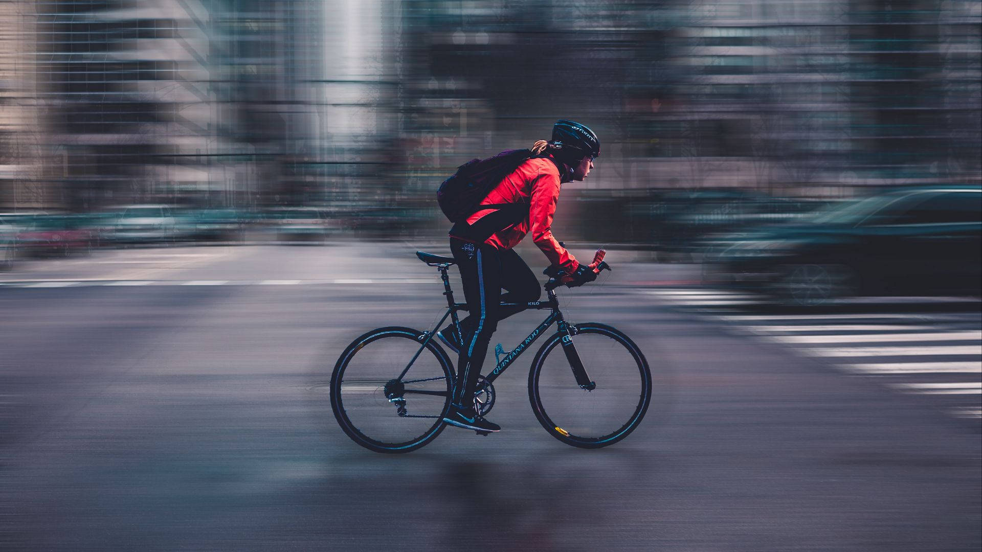 High Speed Road Bike City Ride Background