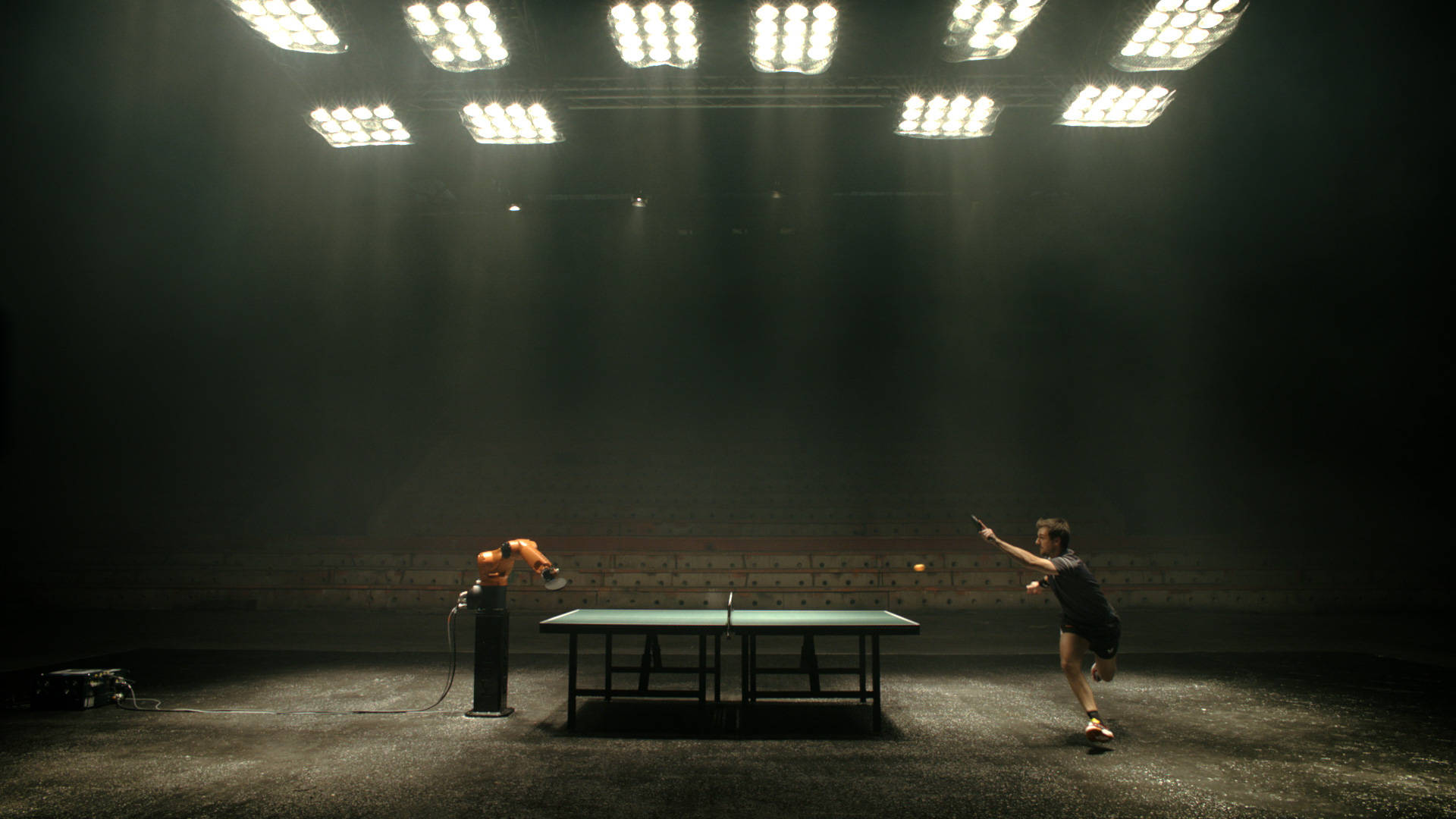 High-tech Robotic Ping Pong Match Background