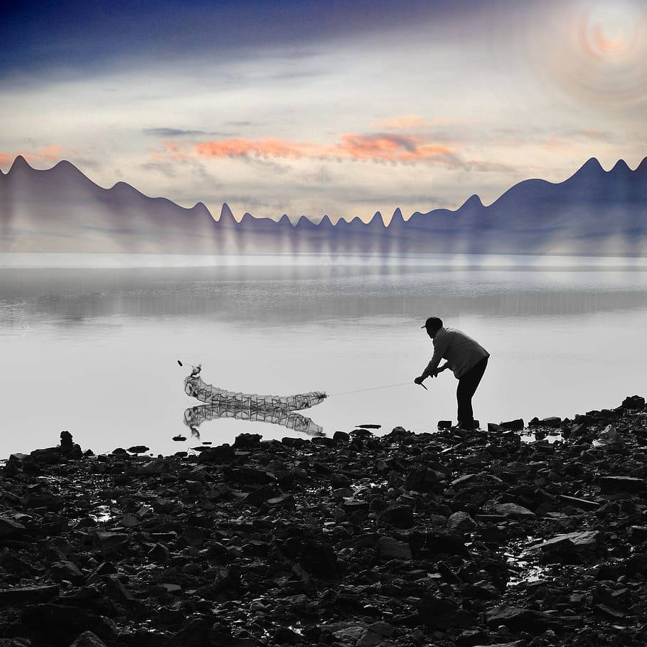 High Tonal Contrast Of Fisherman Background