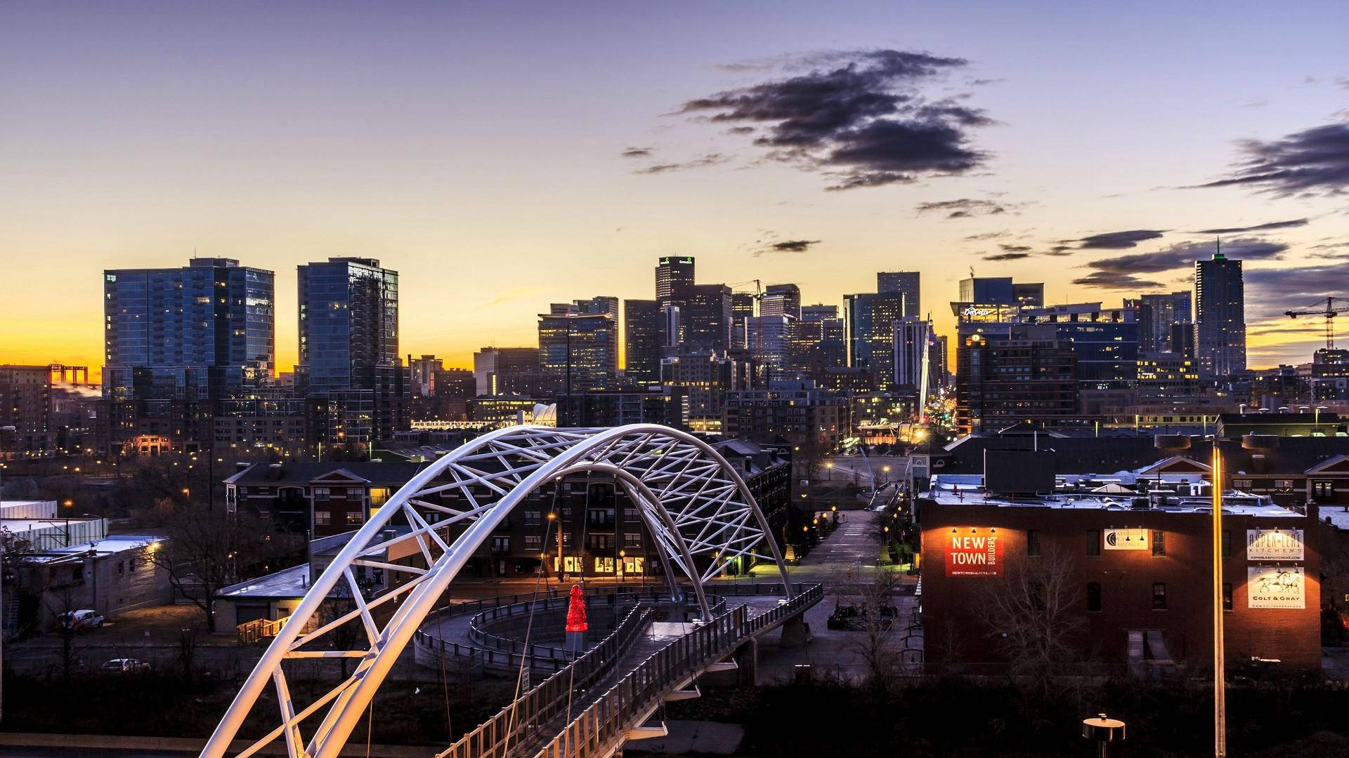 Highland Bridge In Denver Background